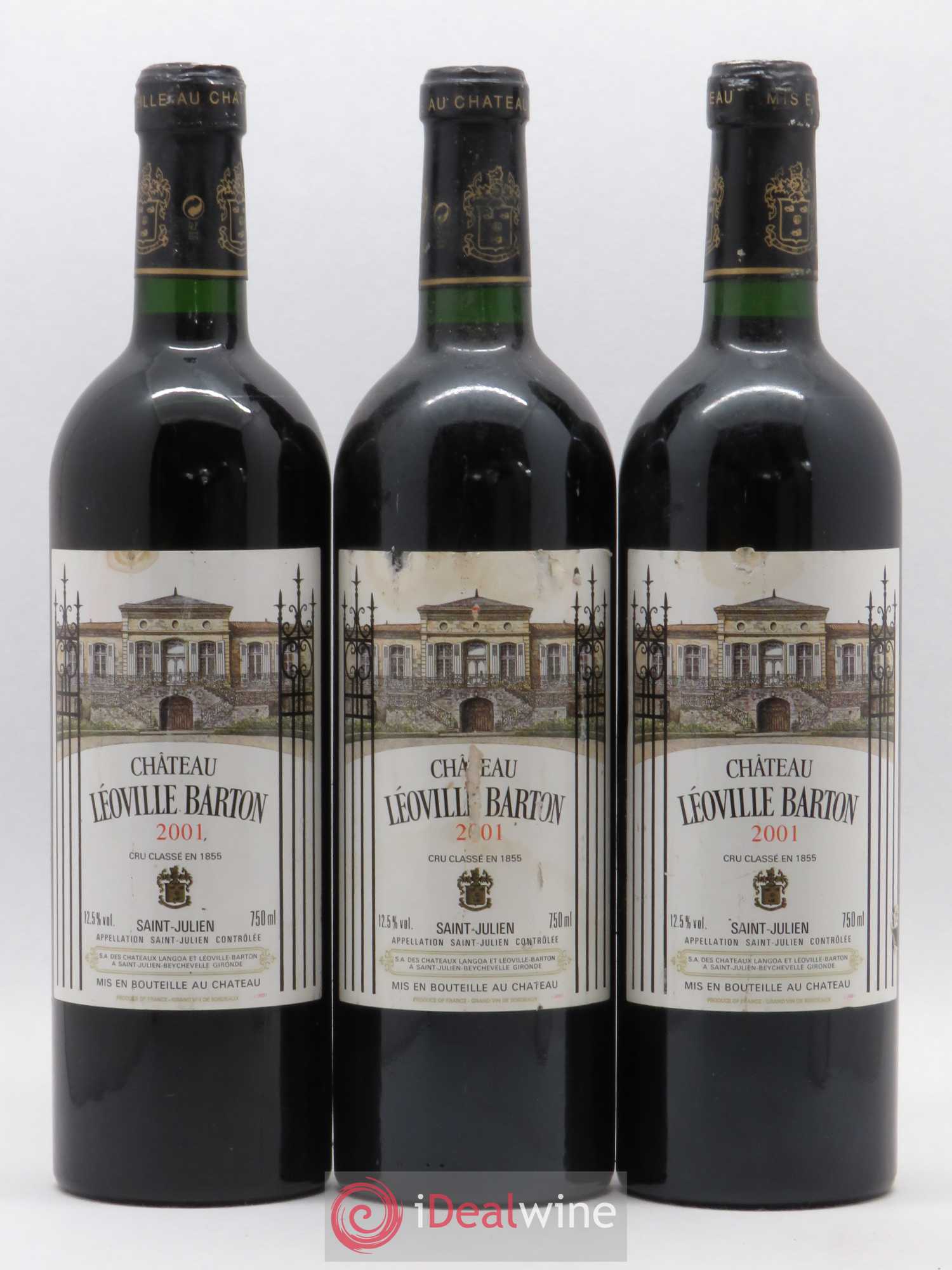 Château Léoville Barton 2ème Grand Cru Classé 2001 - Lot de 3 bouteilles - 0