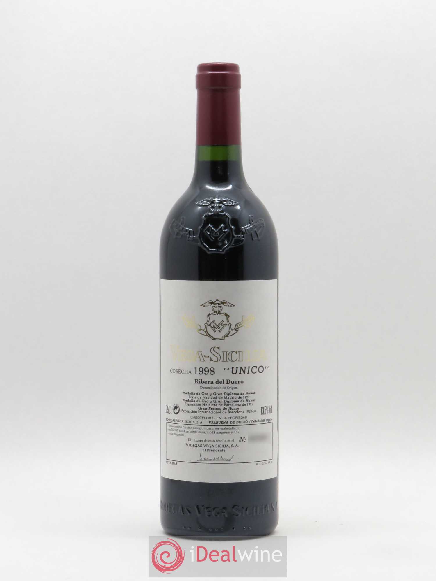 Ribera Del Duero DO Vega Sicilia Unico Famille Alvarez 1998 - Lot de 1 bouteille - 0