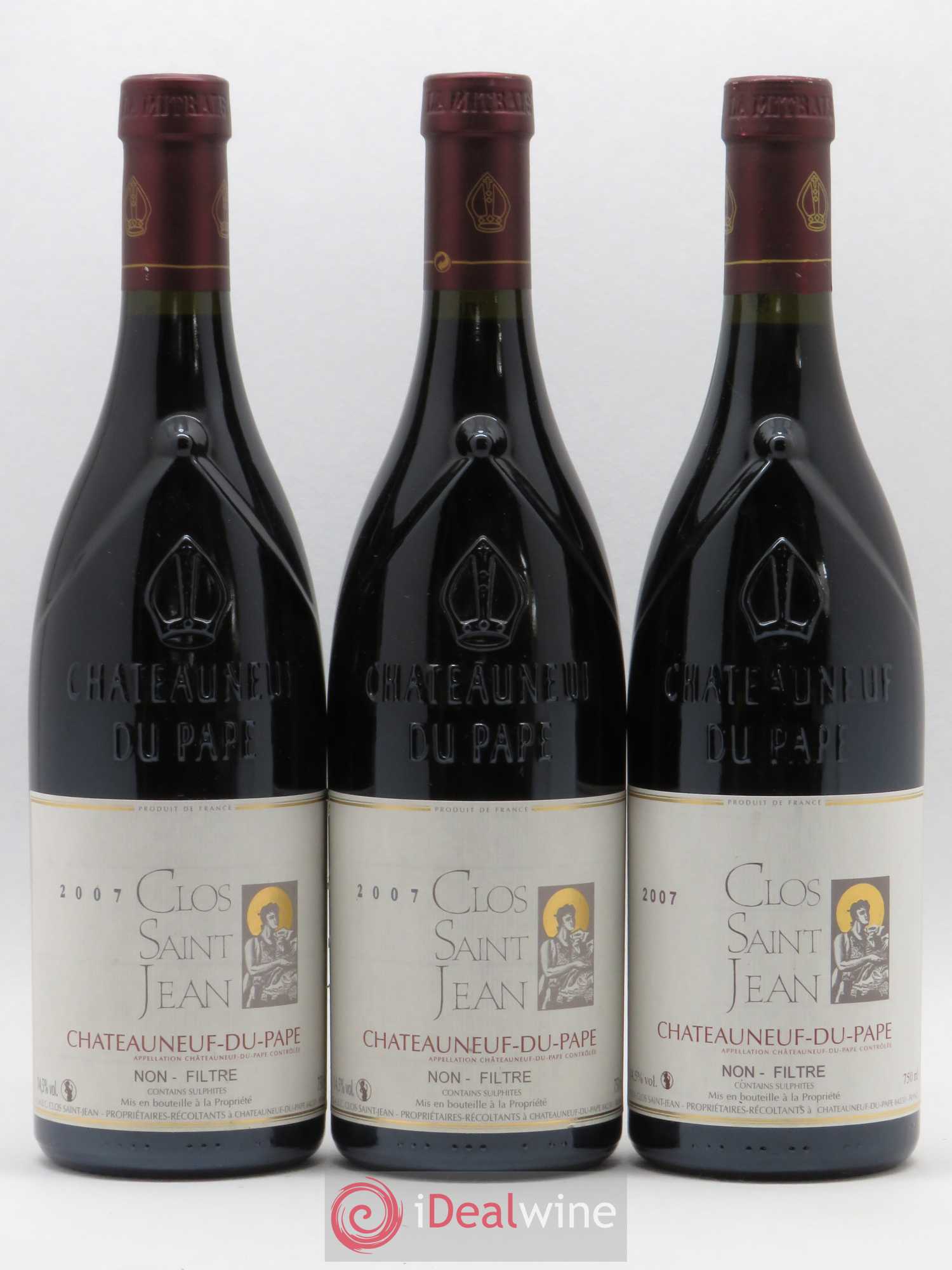 Châteauneuf-du-Pape Clos Saint-Jean Pascal et Vincent Maurel 2007 - Lot de 3 bouteilles - 0