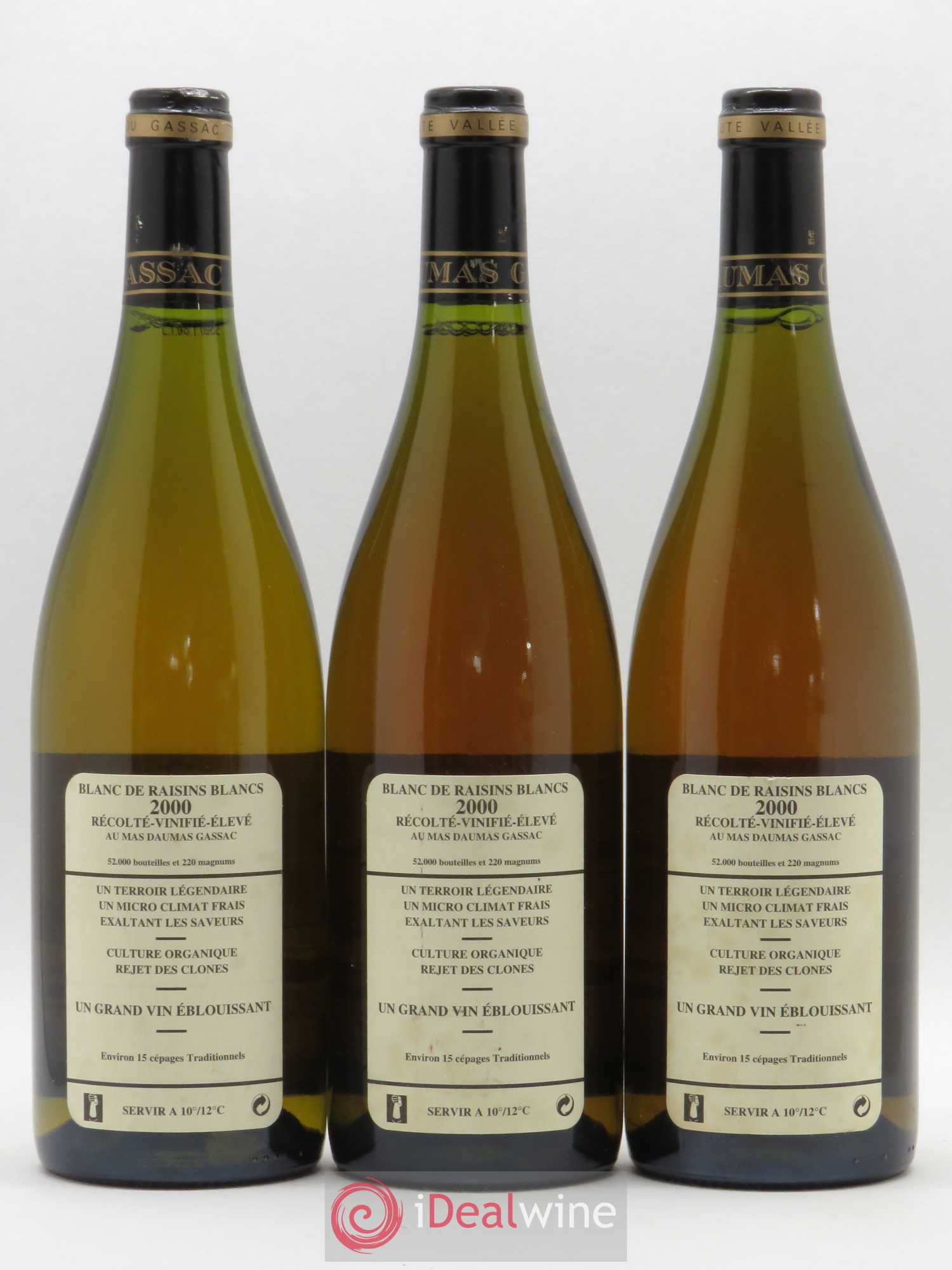 Pays d'Hérault Cité d'Aniane Mas Daumas Gassac Famille Guibert de La Vaissière 2000 - Posten von 3 Flaschen - 1