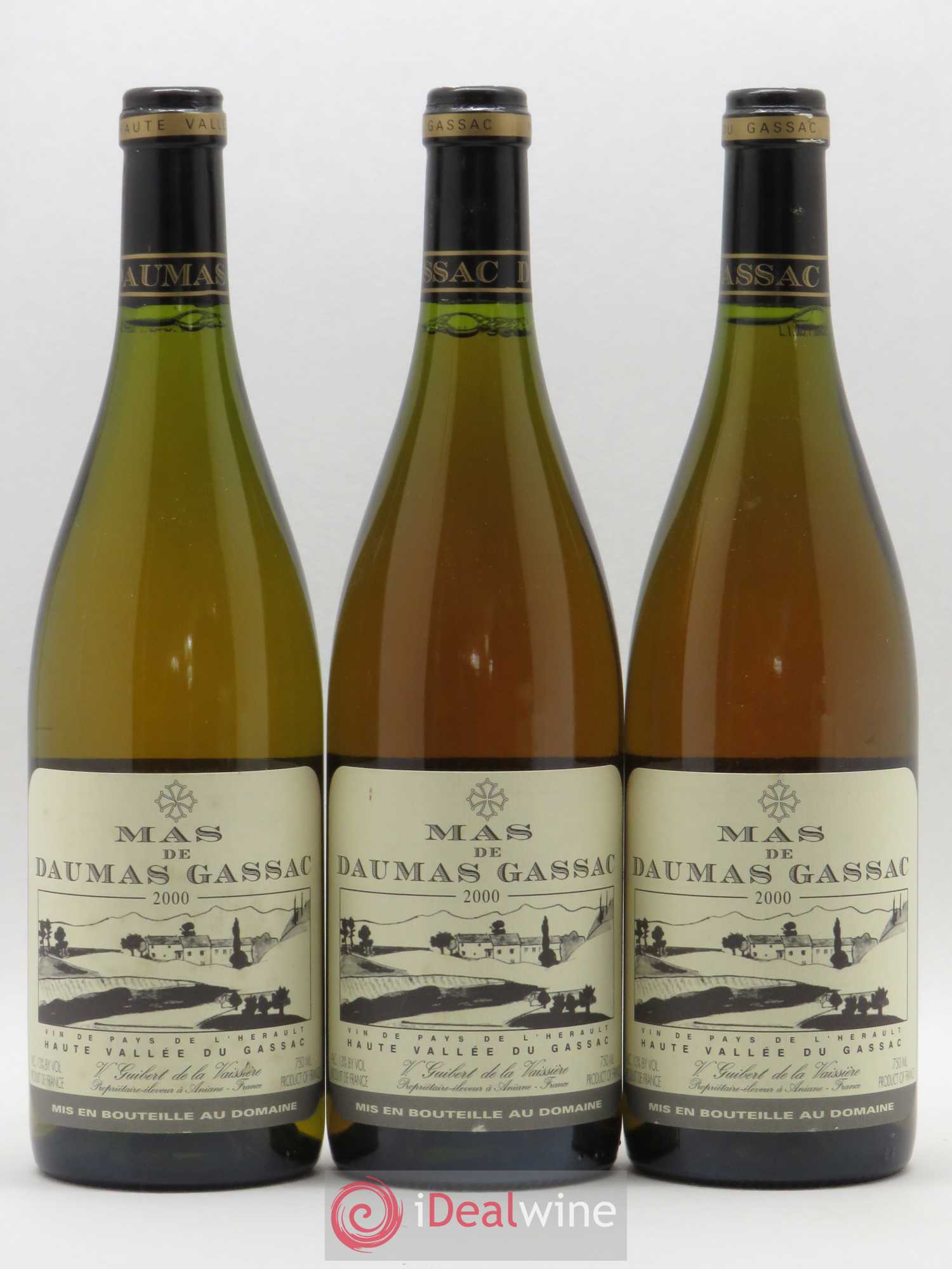 Pays d'Hérault Cité d'Aniane Mas Daumas Gassac Famille Guibert de La Vaissière 2000 - Posten von 3 Flaschen - 0