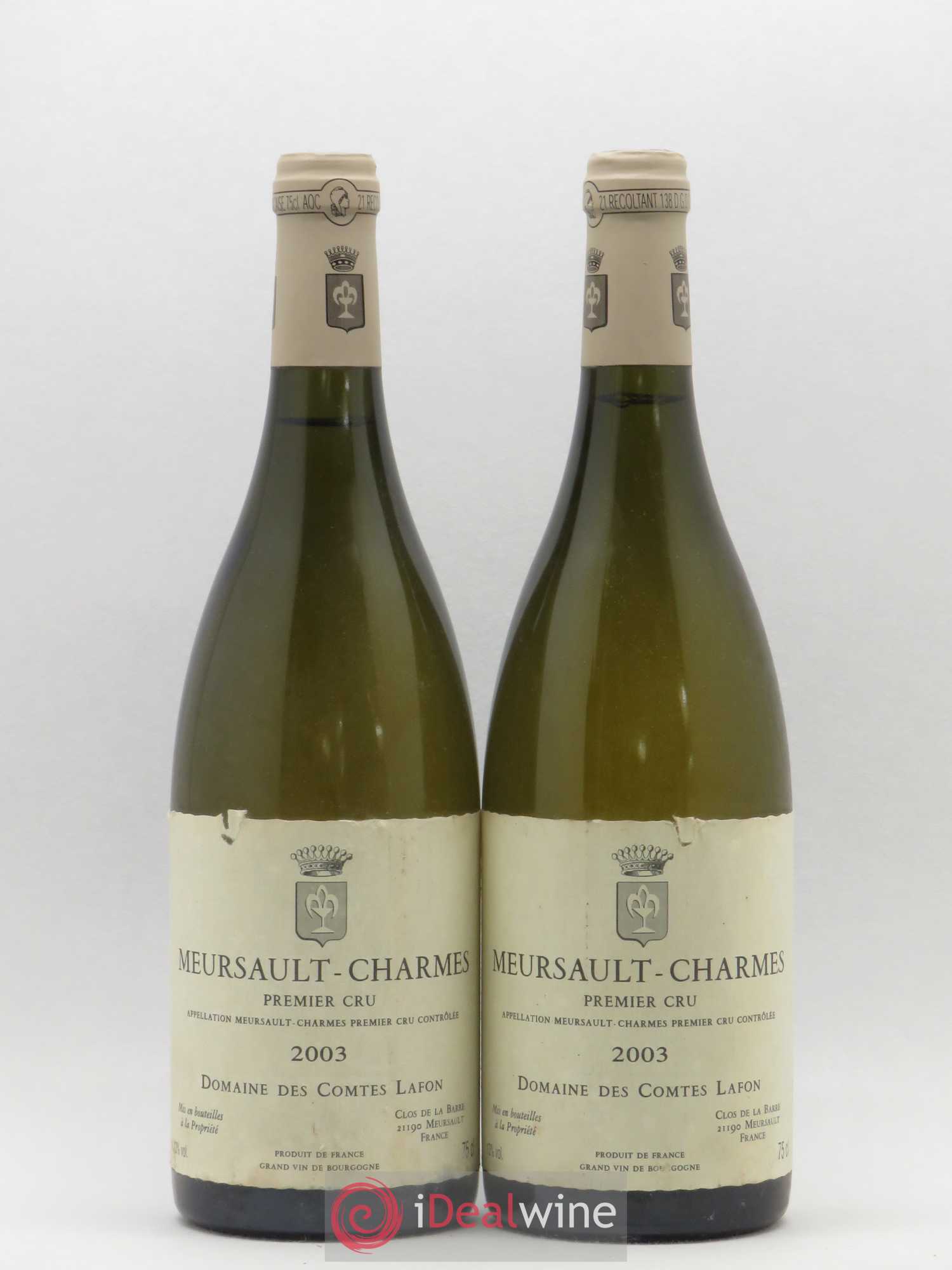 Meursault 1er Cru Charmes Comtes Lafon (Domaine des) 2003 - Lot de 2 bouteilles - 0