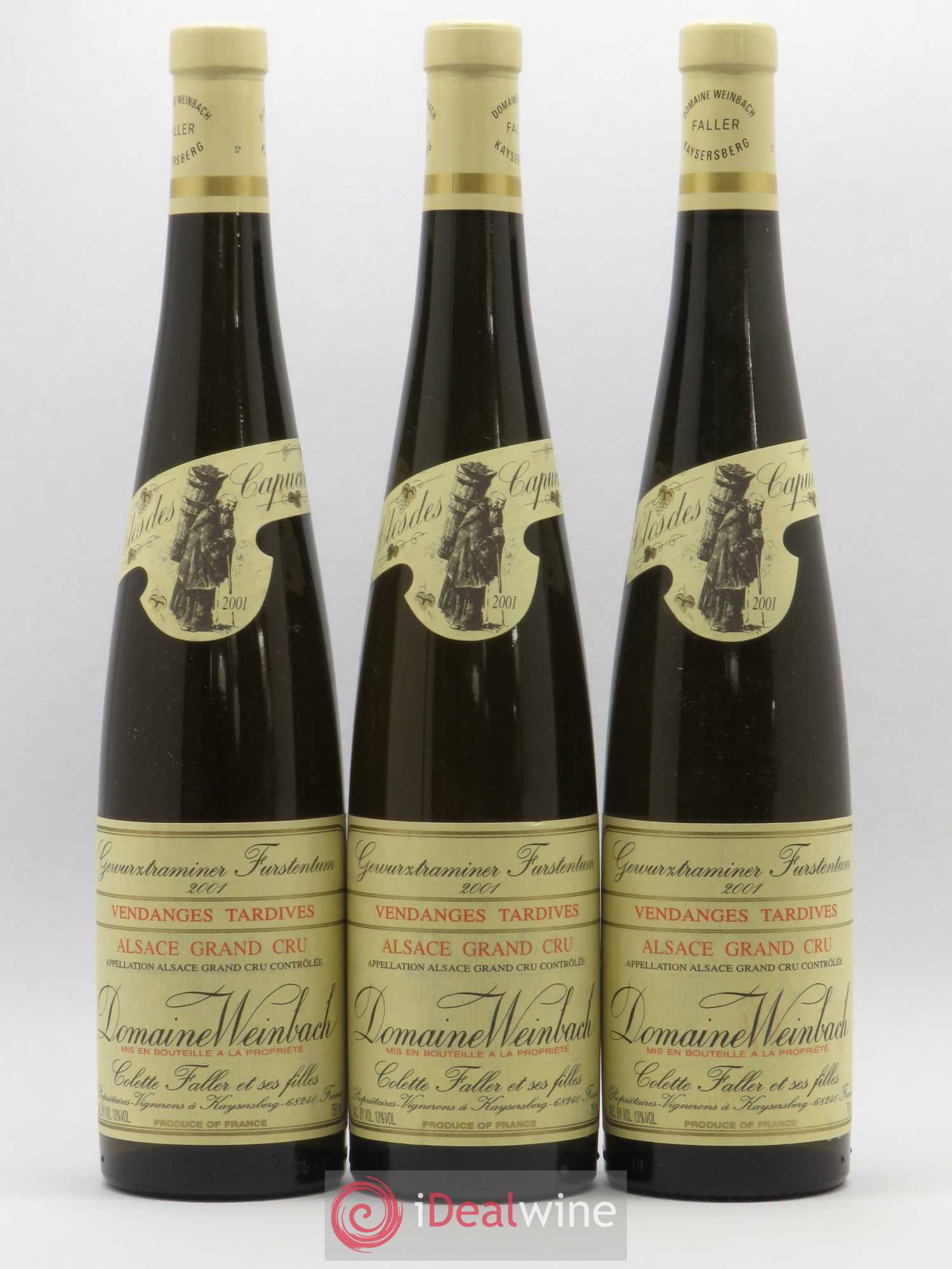 Alsace Gewurztraminer Grand Cru Furstentum Vendanges Tardives Weinbach (Domaine) 2001 - Lotto di 3 bottiglie - 0