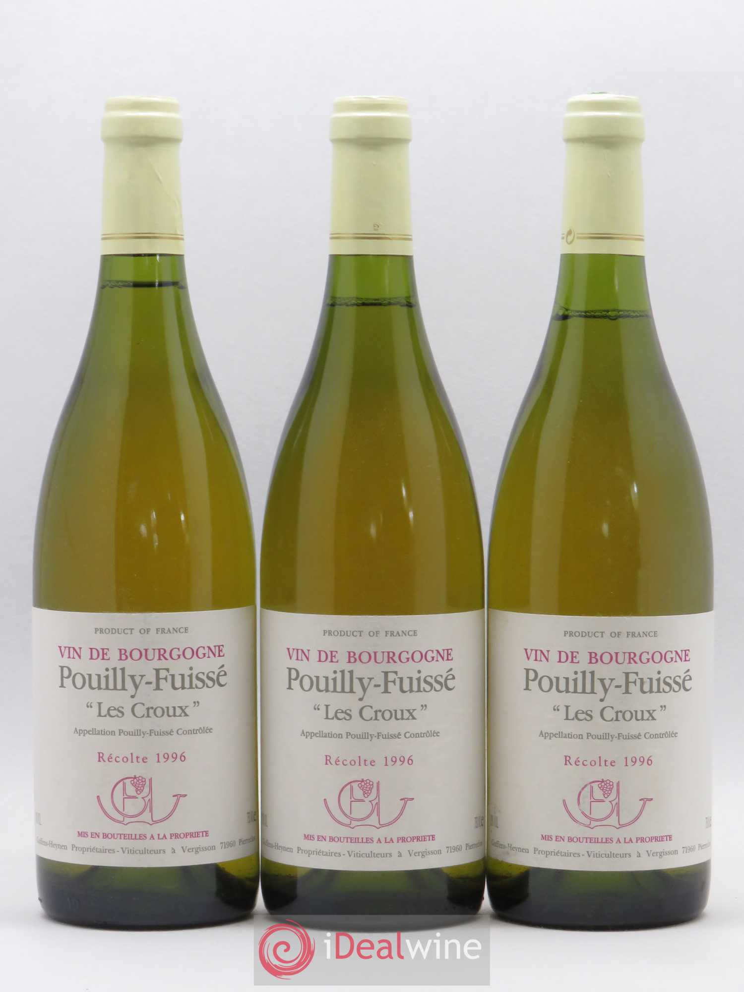 Pouilly-Fuissé Les Croux Domaine Guffens Heynen 1996 - Posten von 3 Flaschen - 0