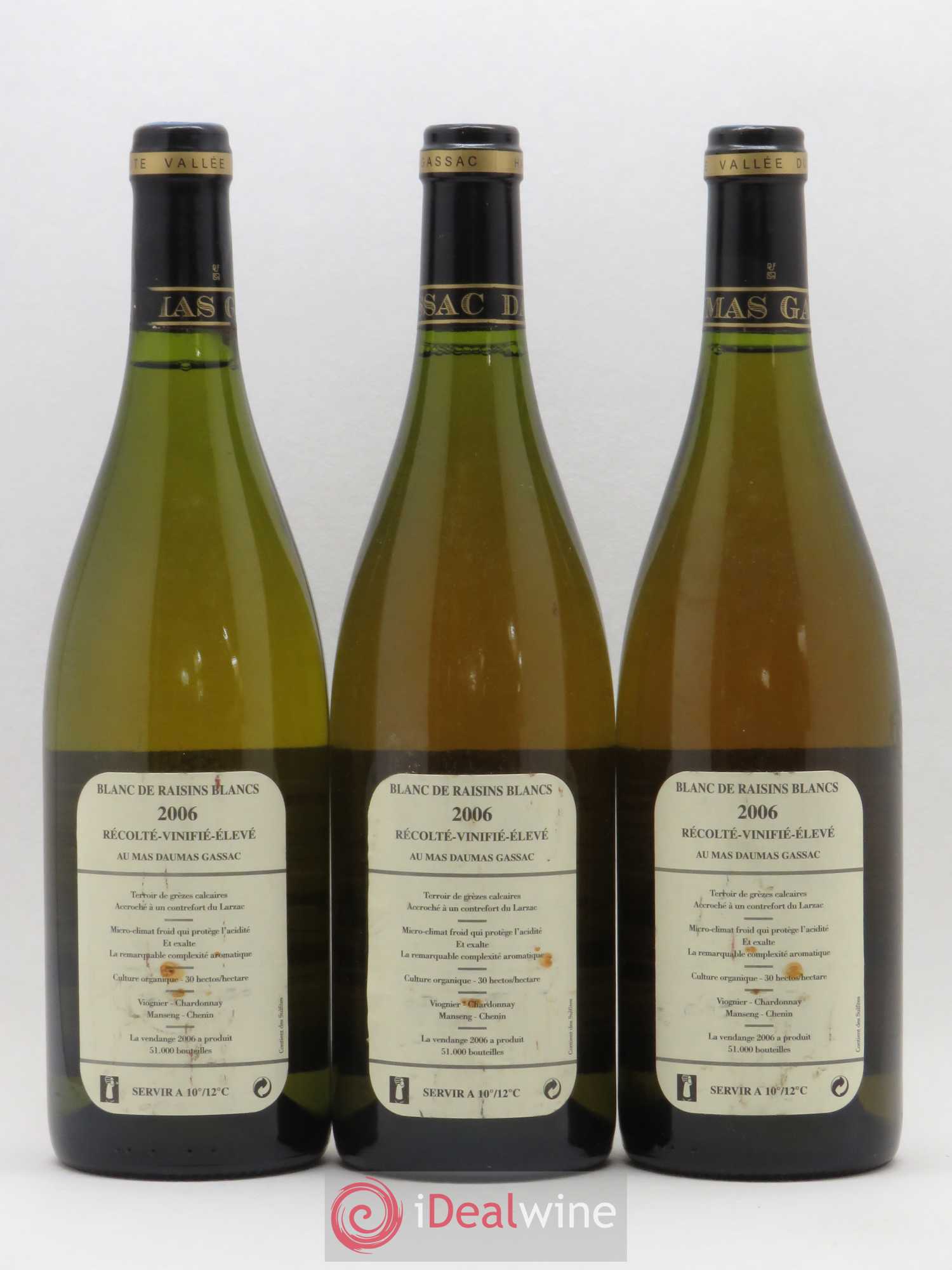 Pays d'Hérault Cité d'Aniane Mas Daumas Gassac Famille Guibert de La Vaissière 2006 - Posten von 3 Flaschen - 1