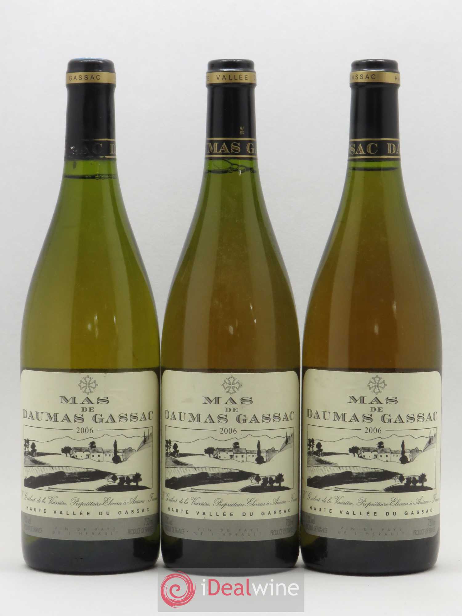 Pays d'Hérault Cité d'Aniane Mas Daumas Gassac Famille Guibert de La Vaissière 2006 - Posten von 3 Flaschen - 0
