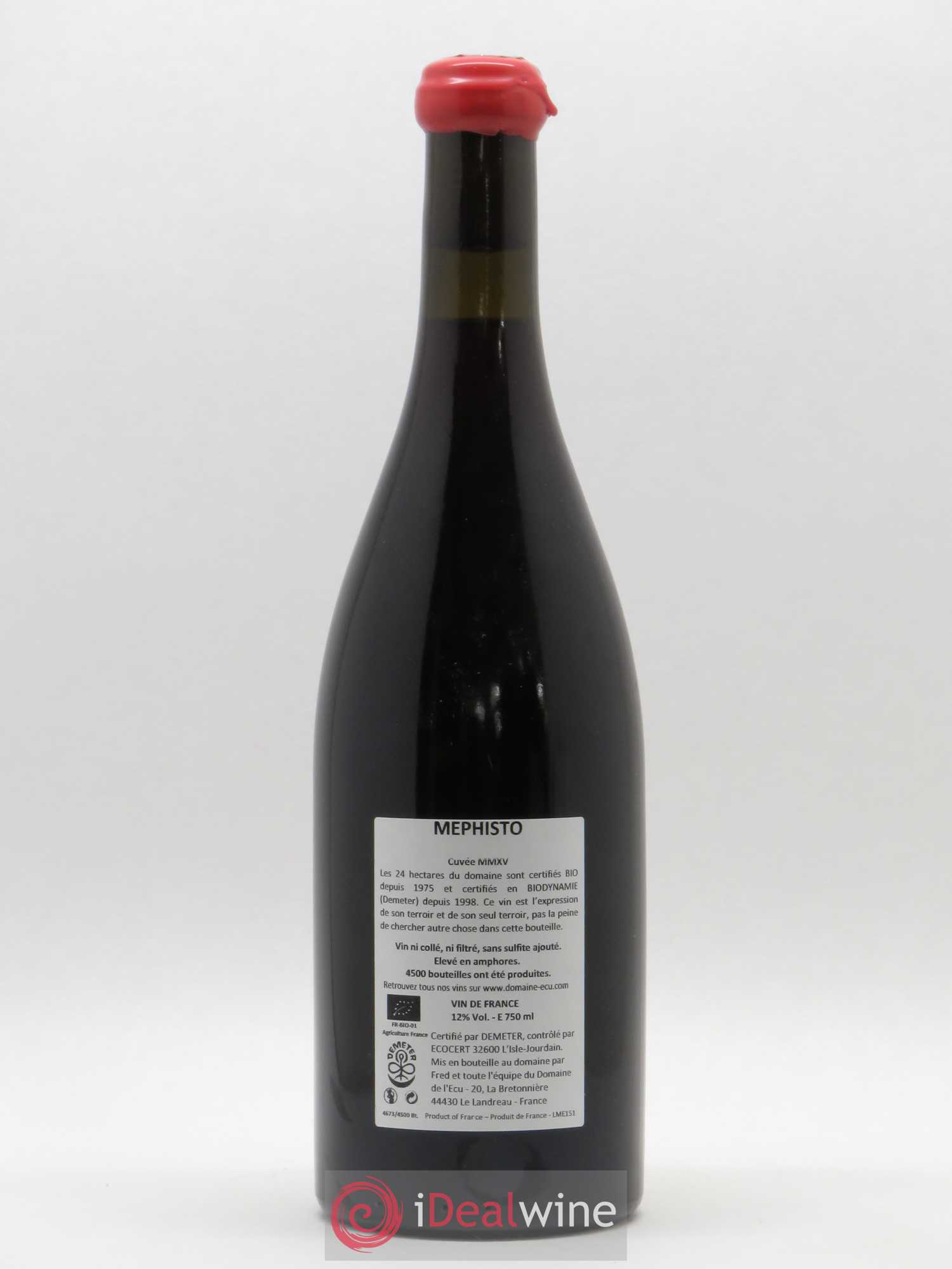 Vin de France Méphisto Domaine de L'Ecu 2015 - Lot de 1 bouteille - 1
