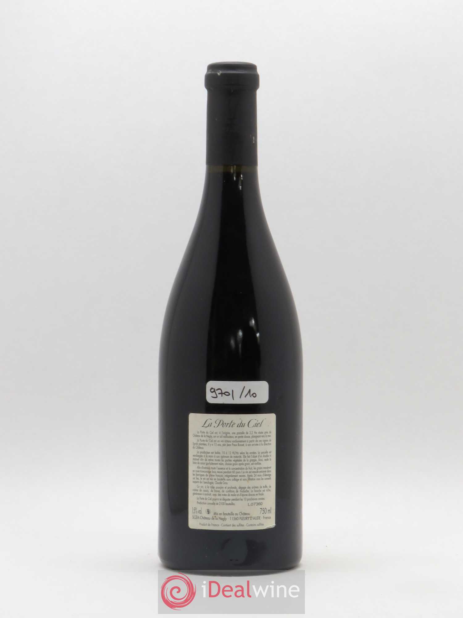 Coteaux du Languedoc La Clape Château de La Négly La Porte du Ciel Jean Paux-Rosset 2005 - Lot de 1 bouteille - 1