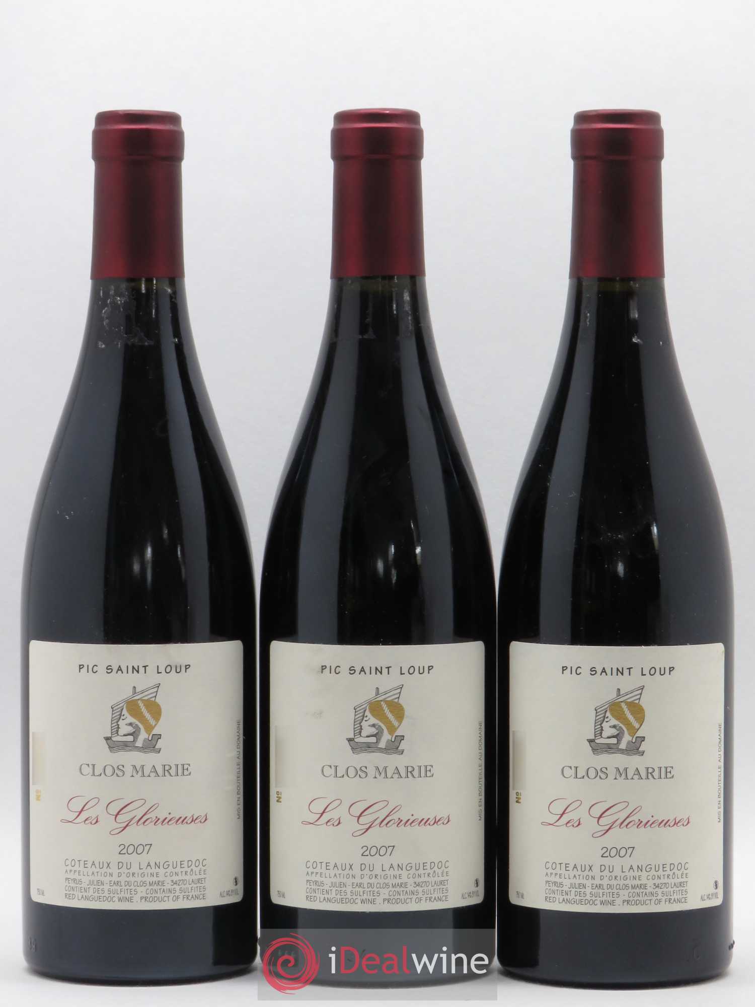 Pic Saint-Loup Clos Marie Les Glorieuses Christophe Peyrus et Françoise Julien 2007 - Lot de 3 bouteilles - 0
