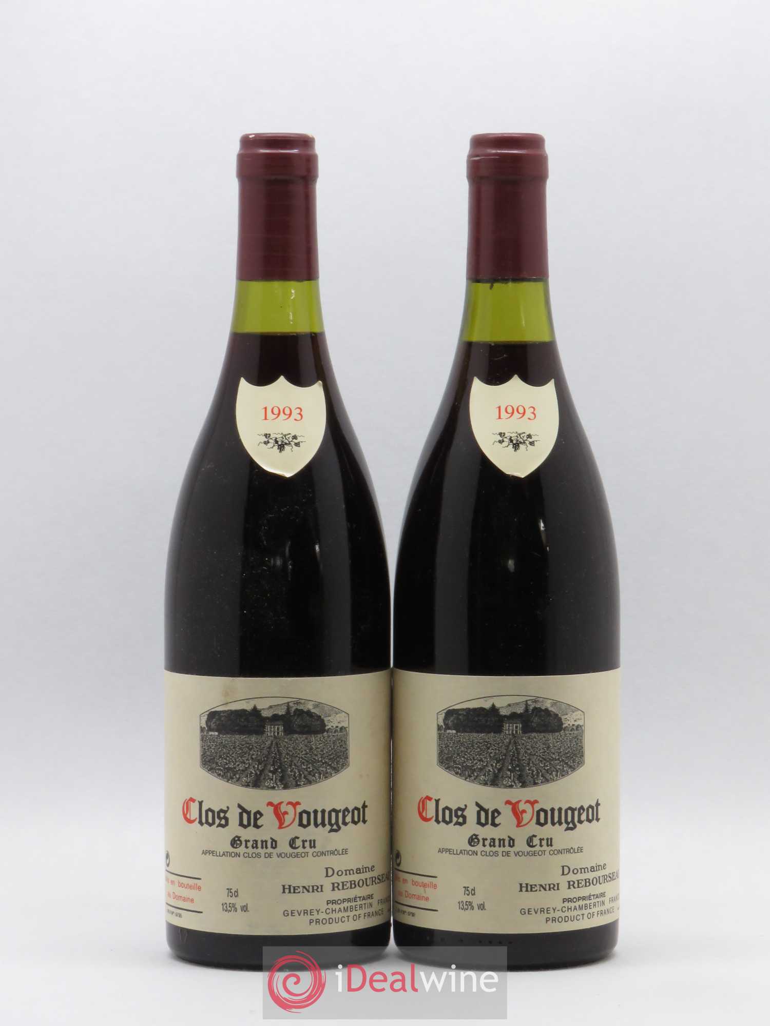 Clos de Vougeot Grand Cru Henri Rebourseau (Domaine) 1993 - Lot de 2 bouteilles - 0