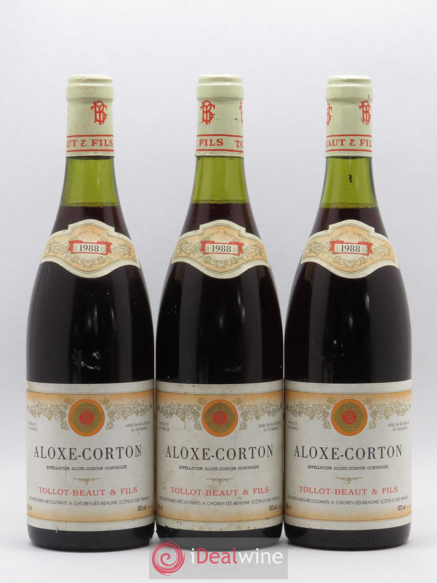 Aloxe-Corton Tollot Beaut (Domaine) 1988 - Lot de 3 bouteilles - 0