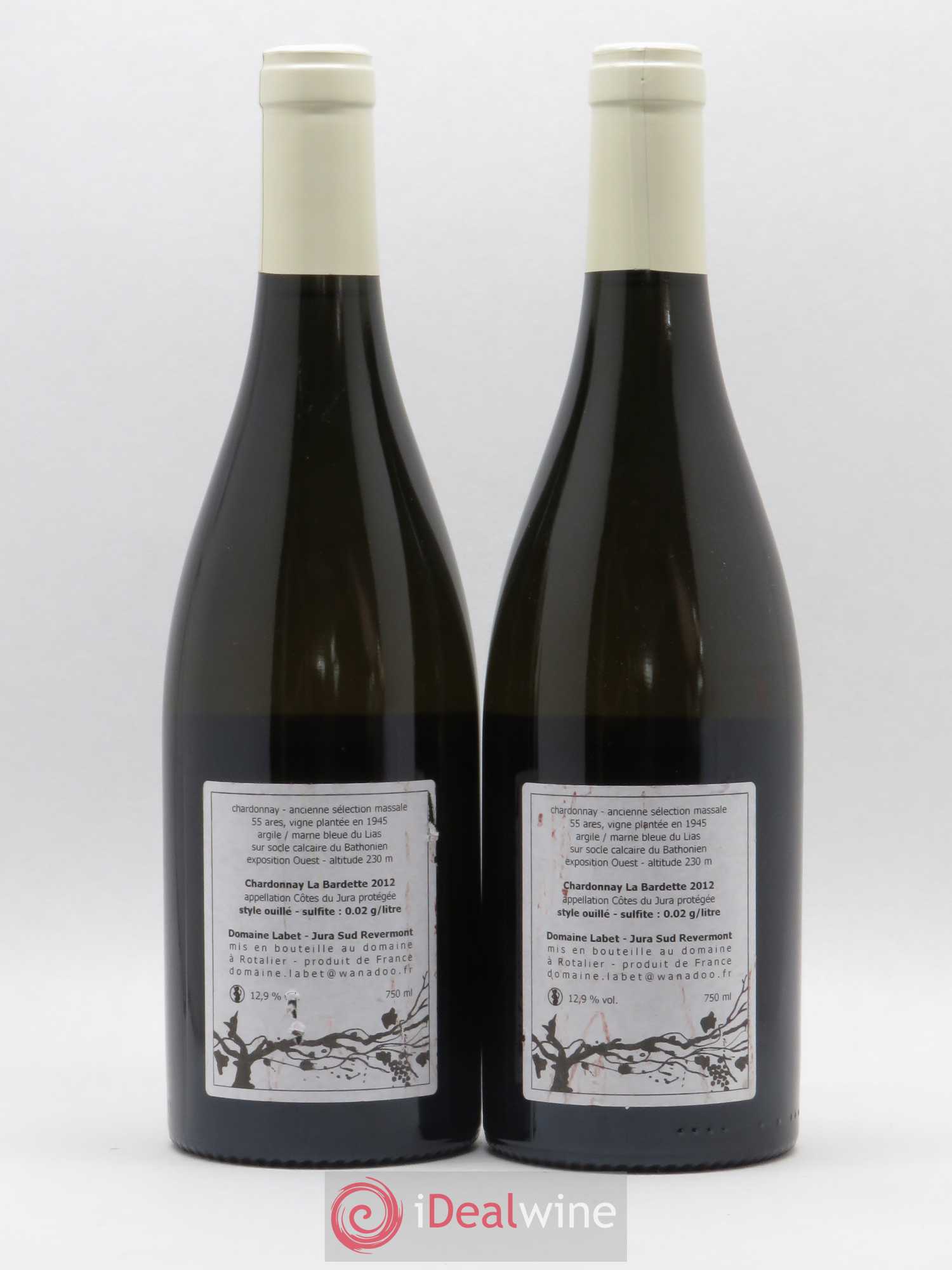 Côtes du Jura Chardonnay La Bardette Romain - Julien - Charline Labet 2012 - Lot de 2 bouteilles - 1