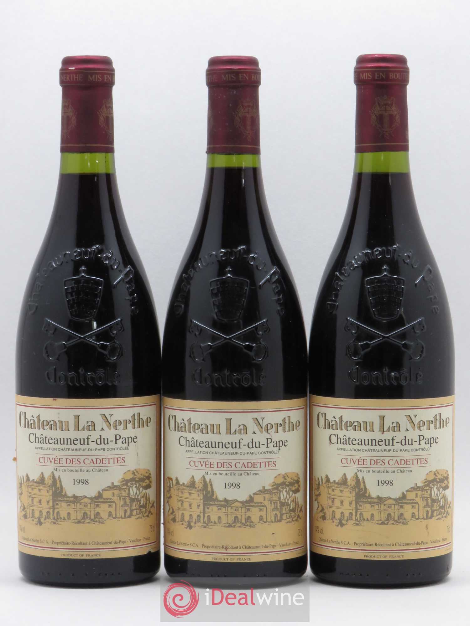 Châteauneuf-du-Pape Château La Nerthe Cuvée des Cadettes Famille Richard 1998 - Lot de 3 bouteilles - 0
