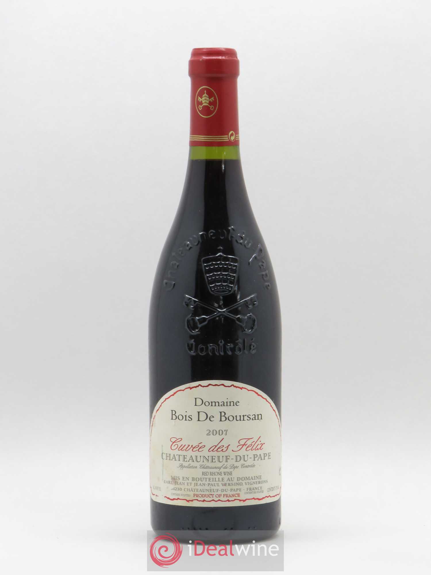 Châteauneuf-du-Pape Bois de Boursan (Domaine) Cuvée des Félix Jean et Jean-Paul Versino 2007 - Lot de 1 bouteille - 0