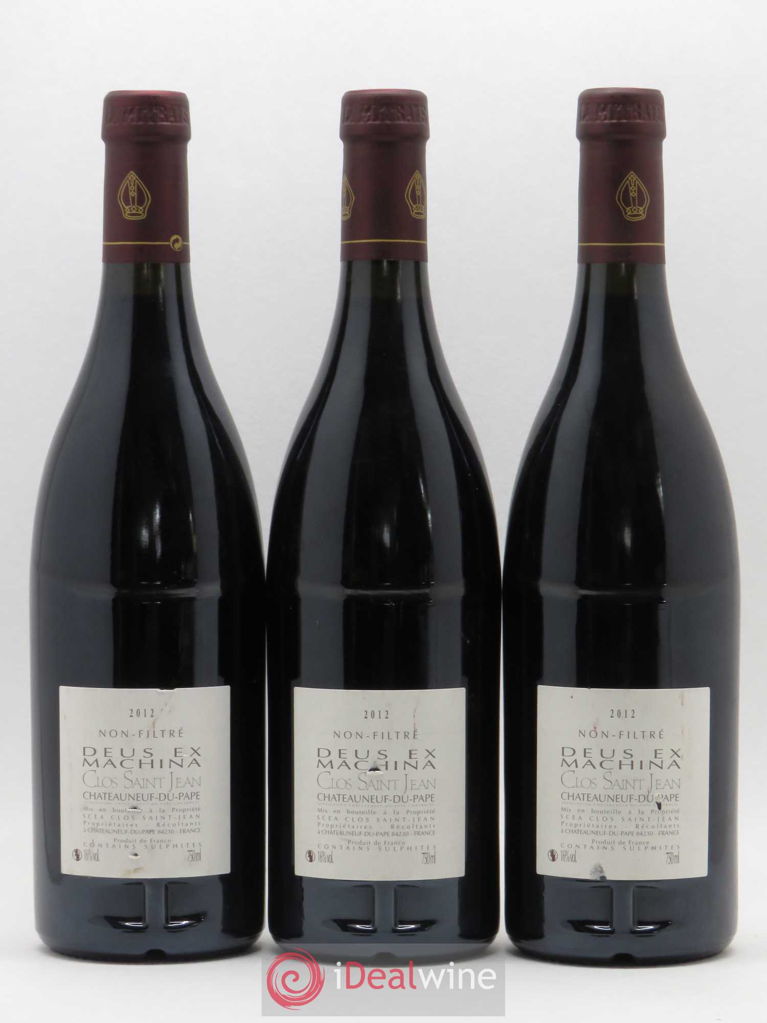 Châteauneuf-du-Pape Clos Saint-Jean Deus Ex Machina Pascal et Vincent Maurel 2012 - Lot de 3 bouteilles - 1
