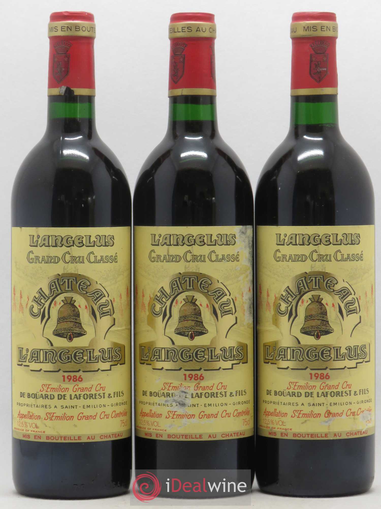 Château Angélus 1er Grand Cru Classé A 1986 - Lot de 3 bouteilles - 0