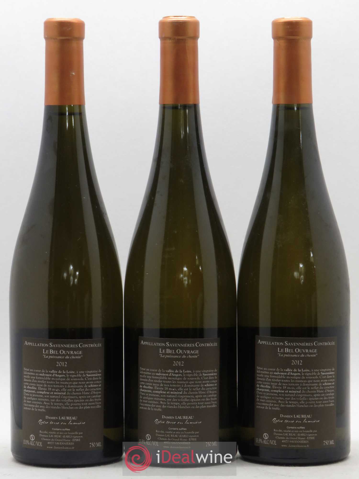 Savennières Le Bel Ouvrage Domaine Damien Laureau 2012 - Posten von 3 Flaschen - 1