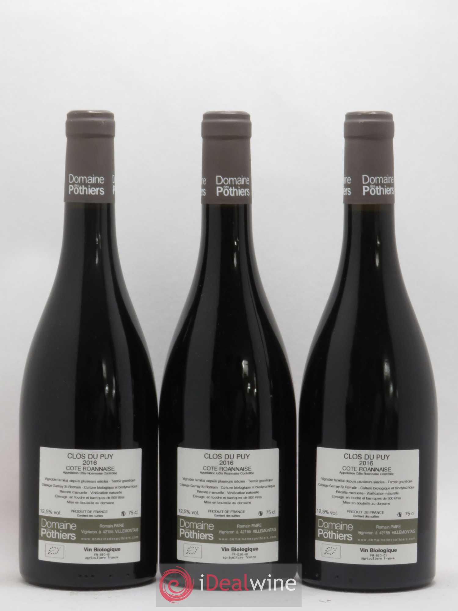 Côte Roannaise Clos du Puy Domaine des Pothiers 2016 - Lotto di 3 bottiglie - 1