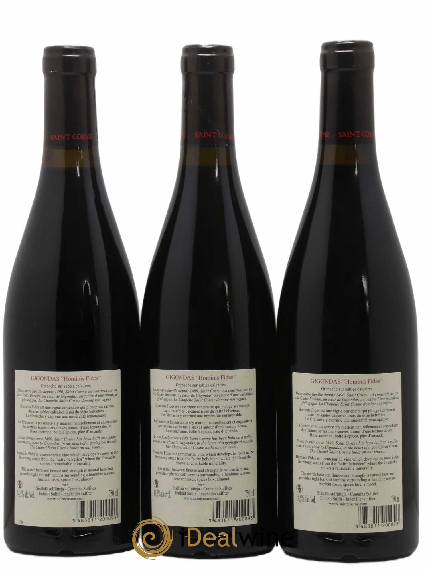 Gigondas Hominis Fides Saint Cosme 2010 - Lot de 3 bouteilles - 1