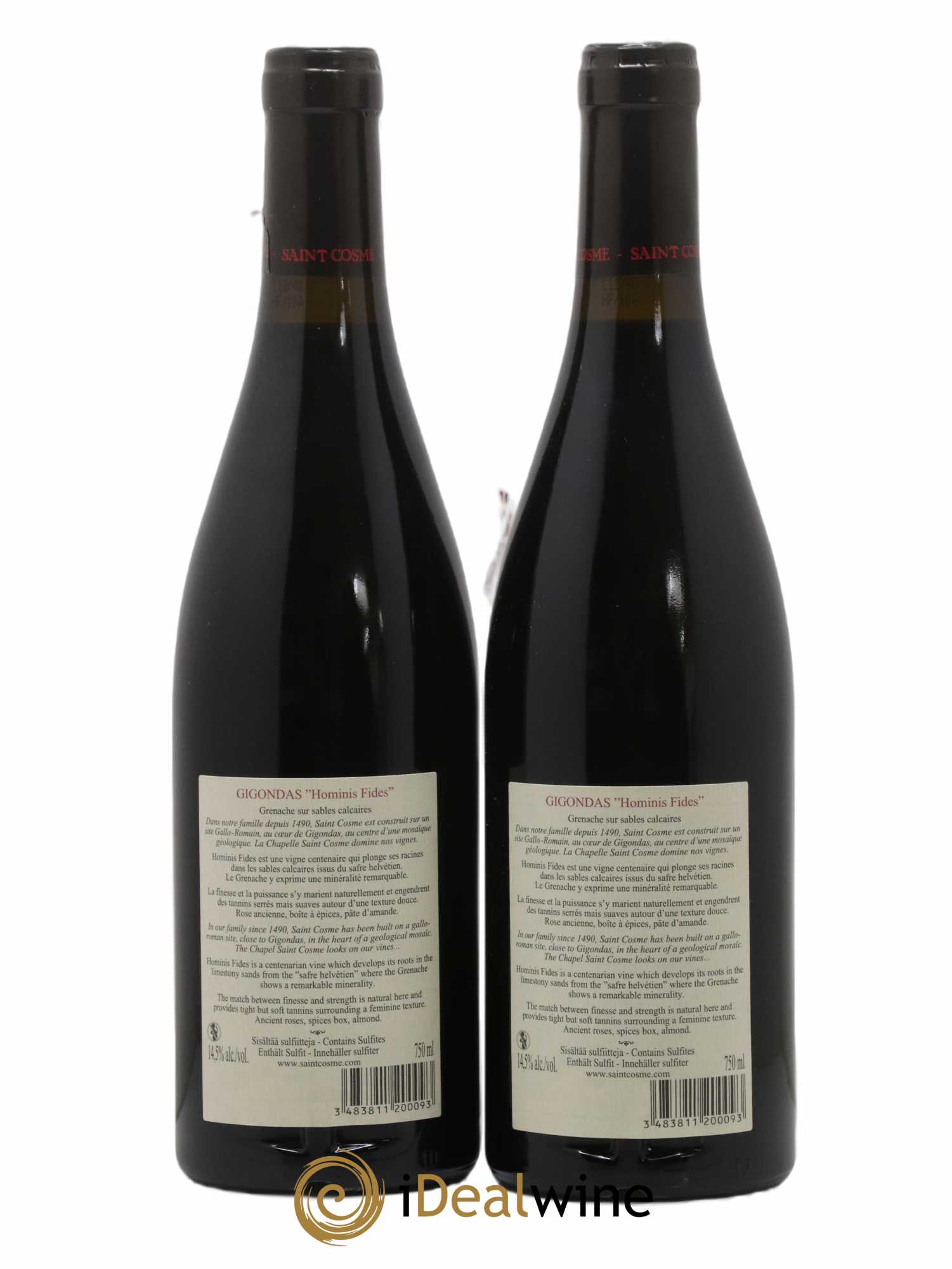 Gigondas Hominis Fides Saint Cosme 2010 - Posten von 2 Flaschen - 1