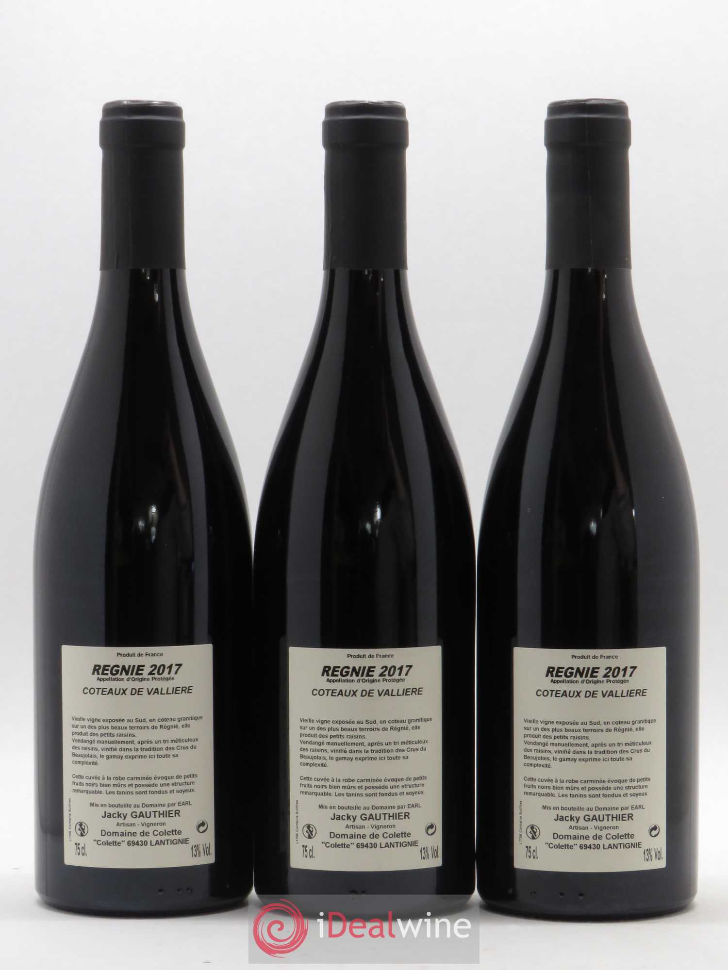 Régnié Coteaux de Vallière Domaine de Colette 2017 - Lot de 6 bouteilles - 2
