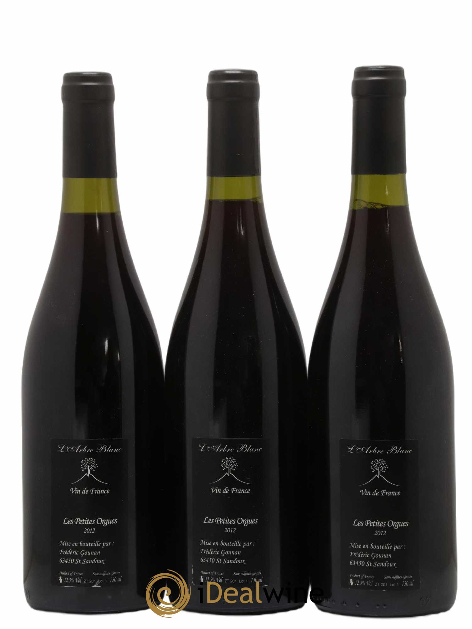 Vin de France Les Petites Orgues Vignoble de l'Arbre Blanc 2012 - Lot de 3 bouteilles - 1