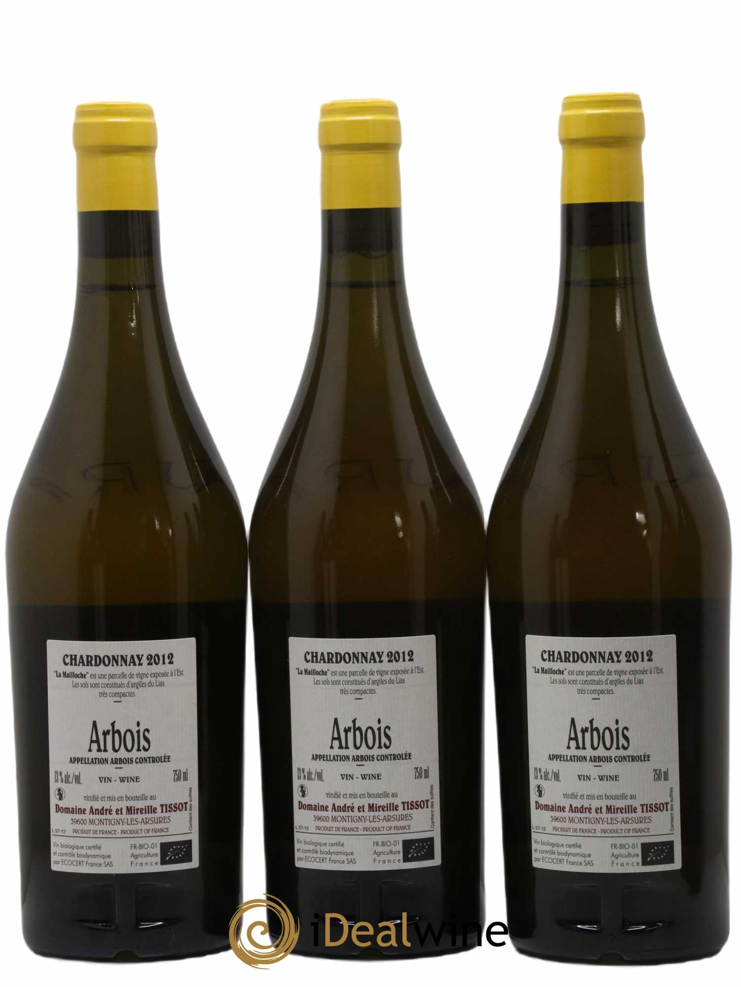 Arbois La Mailloche Bénédicte et Stéphane Tissot 2012 - Lot de 3 bouteilles - 1