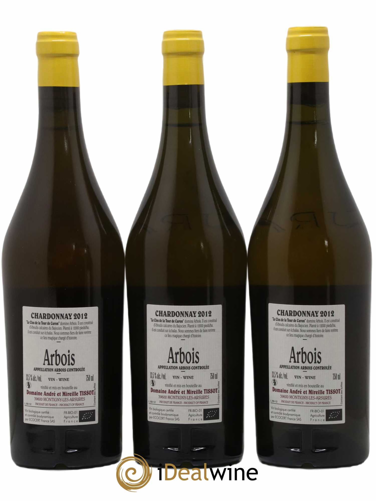 Arbois Chardonnay Le Clos de la Tour de Curon Bénédicte et Stéphane Tissot 2012 - Lot de 3 bouteilles - 1