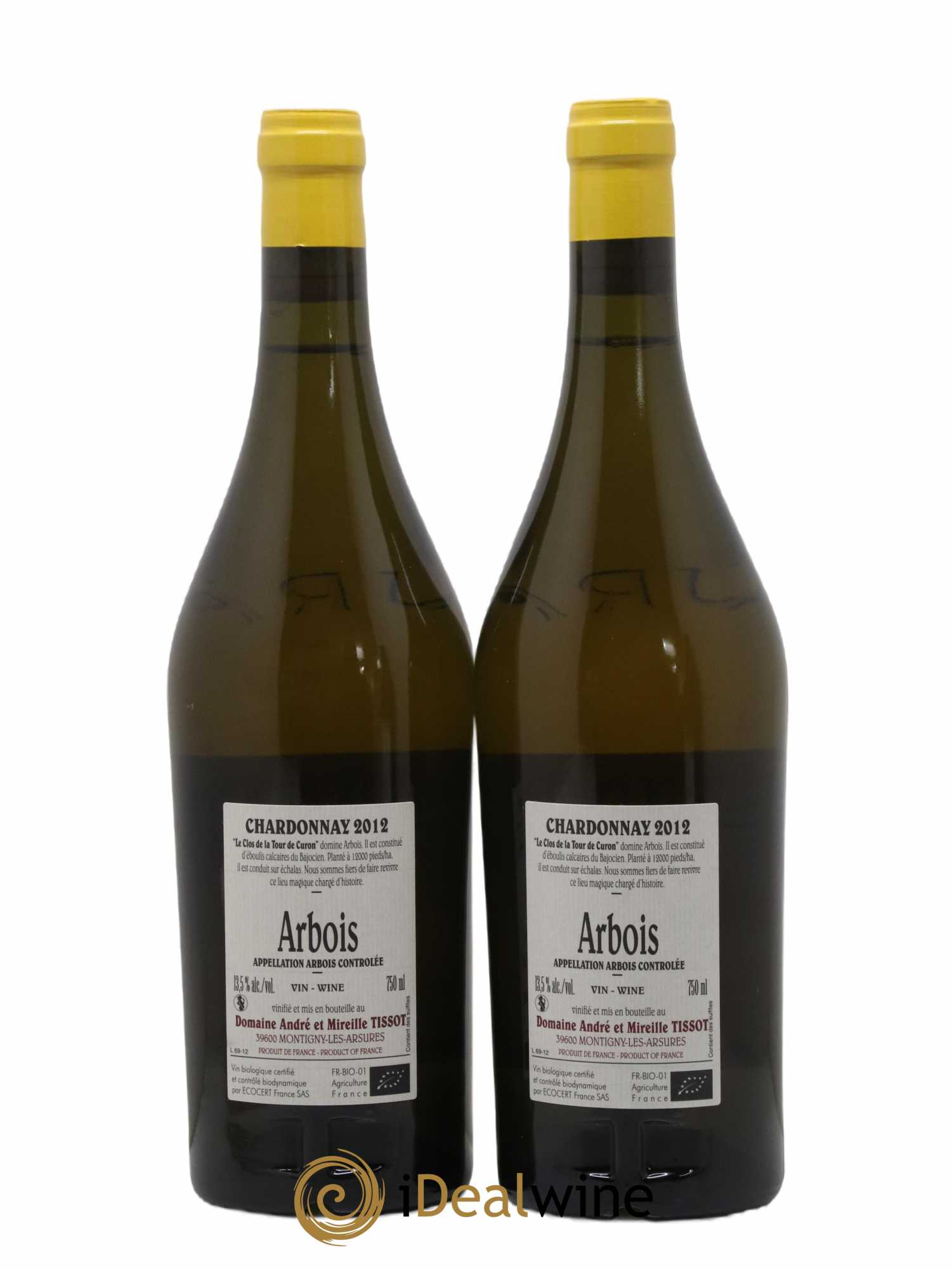 Arbois Chardonnay Le Clos de la Tour de Curon Bénédicte et Stéphane Tissot 2012 - Lot de 2 bouteilles - 1