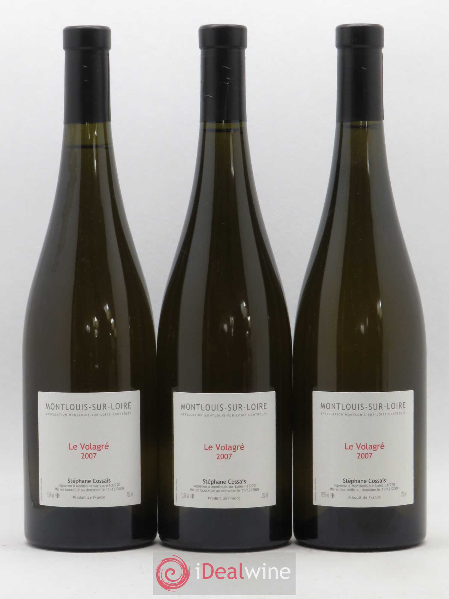 Montlouis-sur-Loire Le Volagré Stéphane Cossais 2007 - Lot de 3 bouteilles - 0