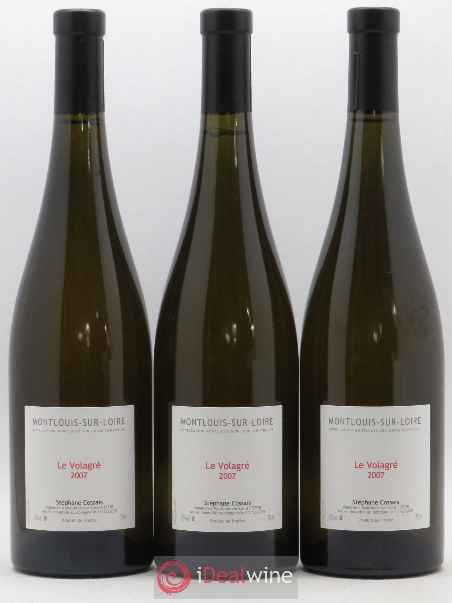 Montlouis-sur-Loire Le Volagré Stéphane Cossais 2007 - Lot de 3 bouteilles - 0
