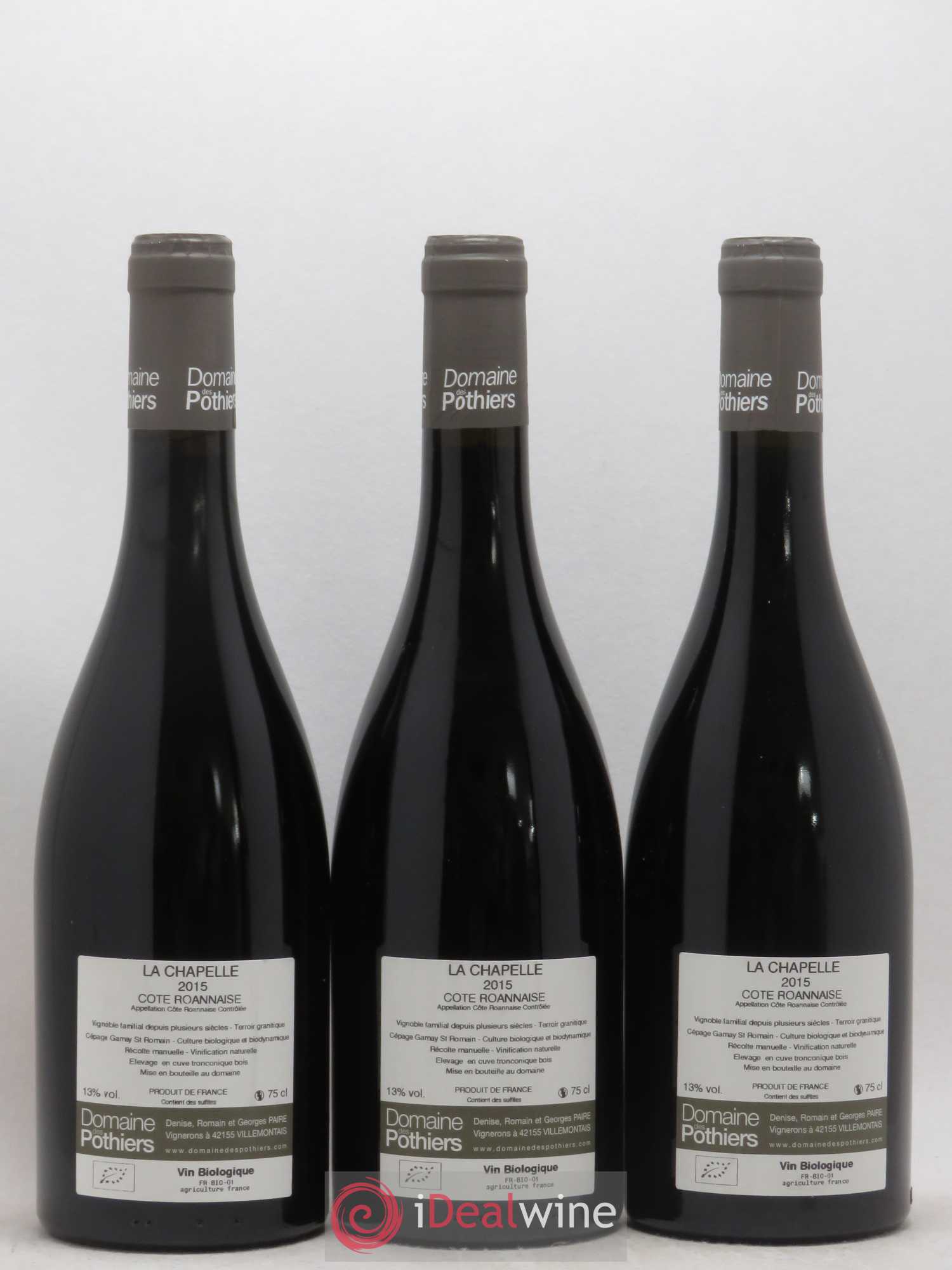Côte Roannaise La Chapelle Domaine des Pothiers 2015 - Lot de 3 bouteilles - 1