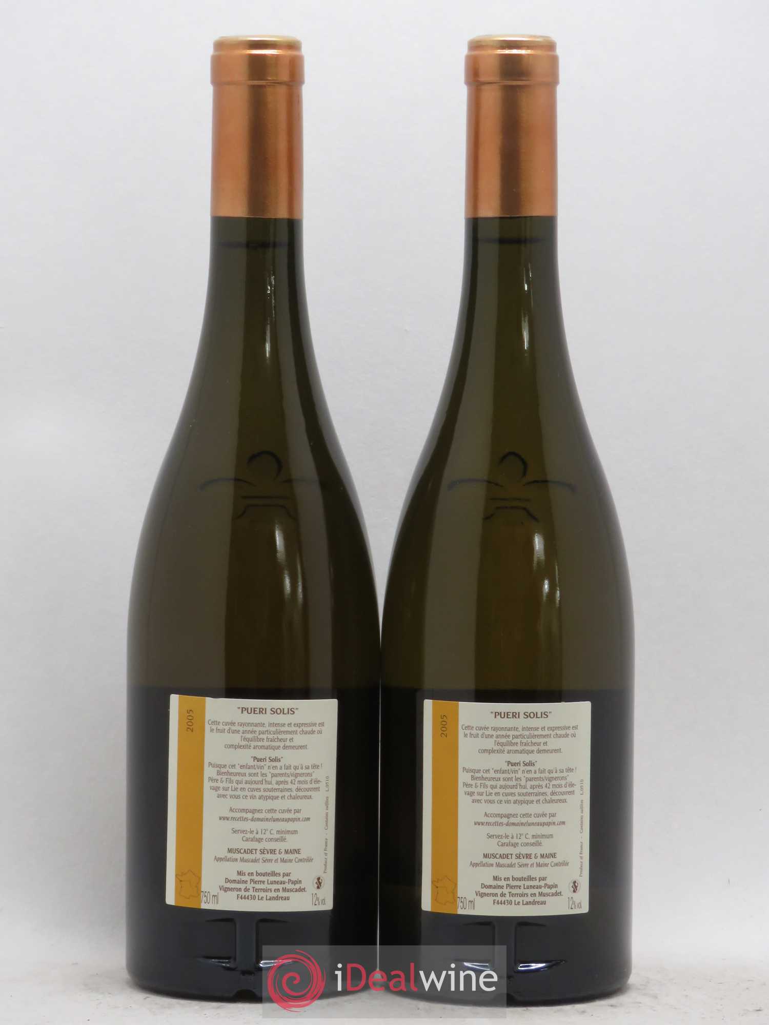 Muscadet-Sèvre-et-Maine Pueri Solis Luneau-Papin 2005 - Lot de 2 bouteilles - 1