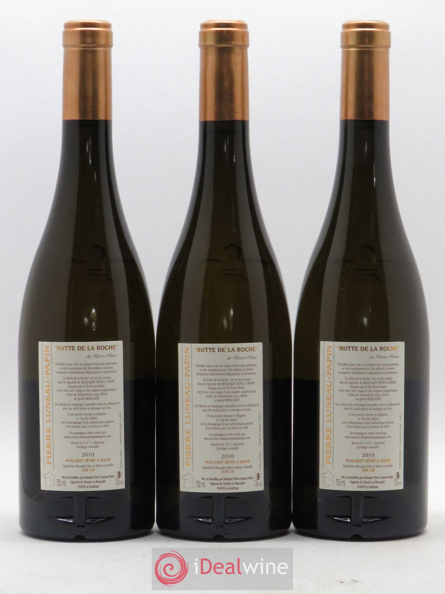 Muscadet-Sèvre-et-Maine Terre de Pierre Butte de la Roche Domaine Luneau Papin 2010 - Posten von 6 Flaschen - 2