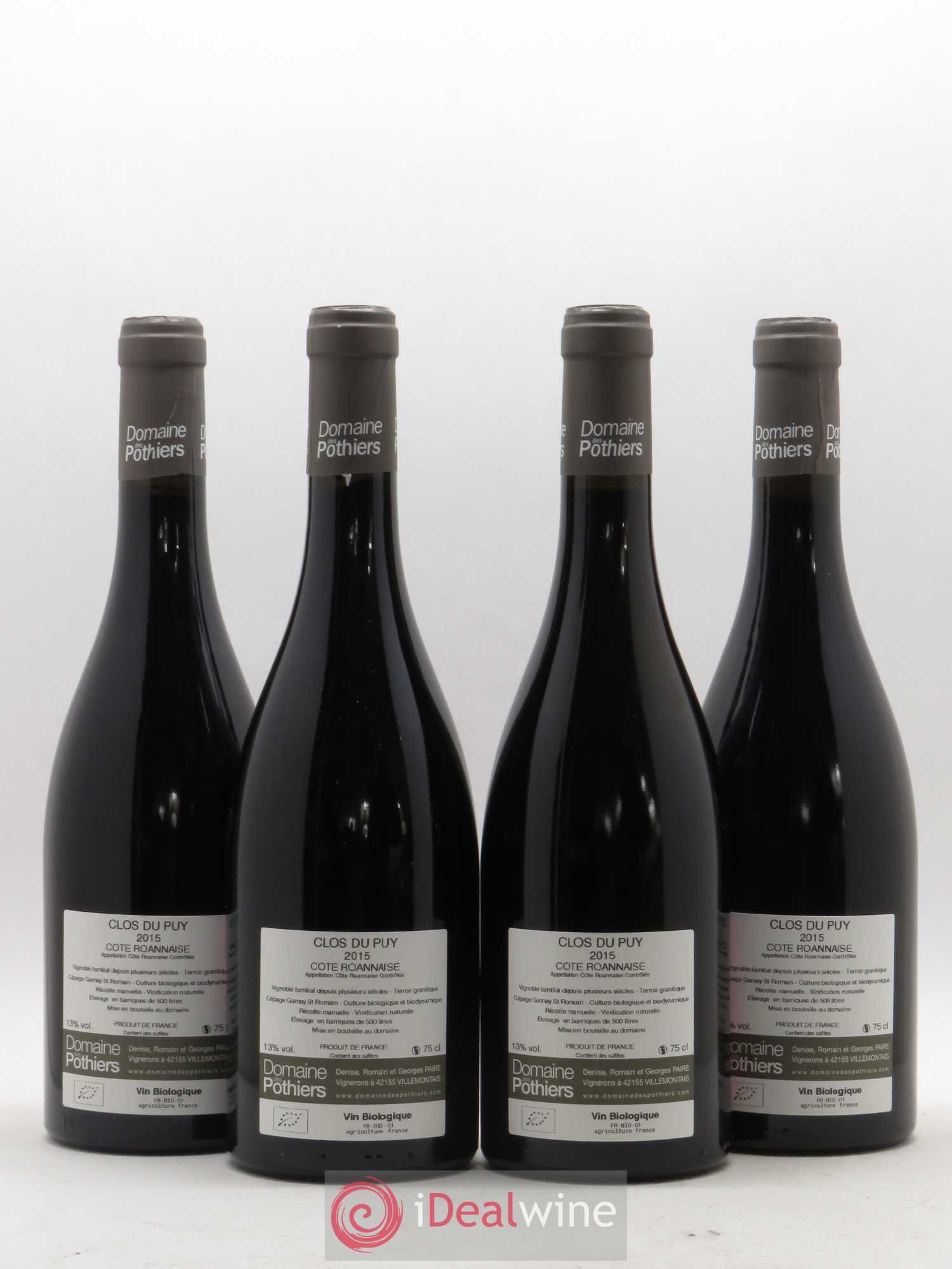 Côte Roannaise Clos du Puy Domaine des Pothiers 2015 - Lot de 4 bouteilles - 1