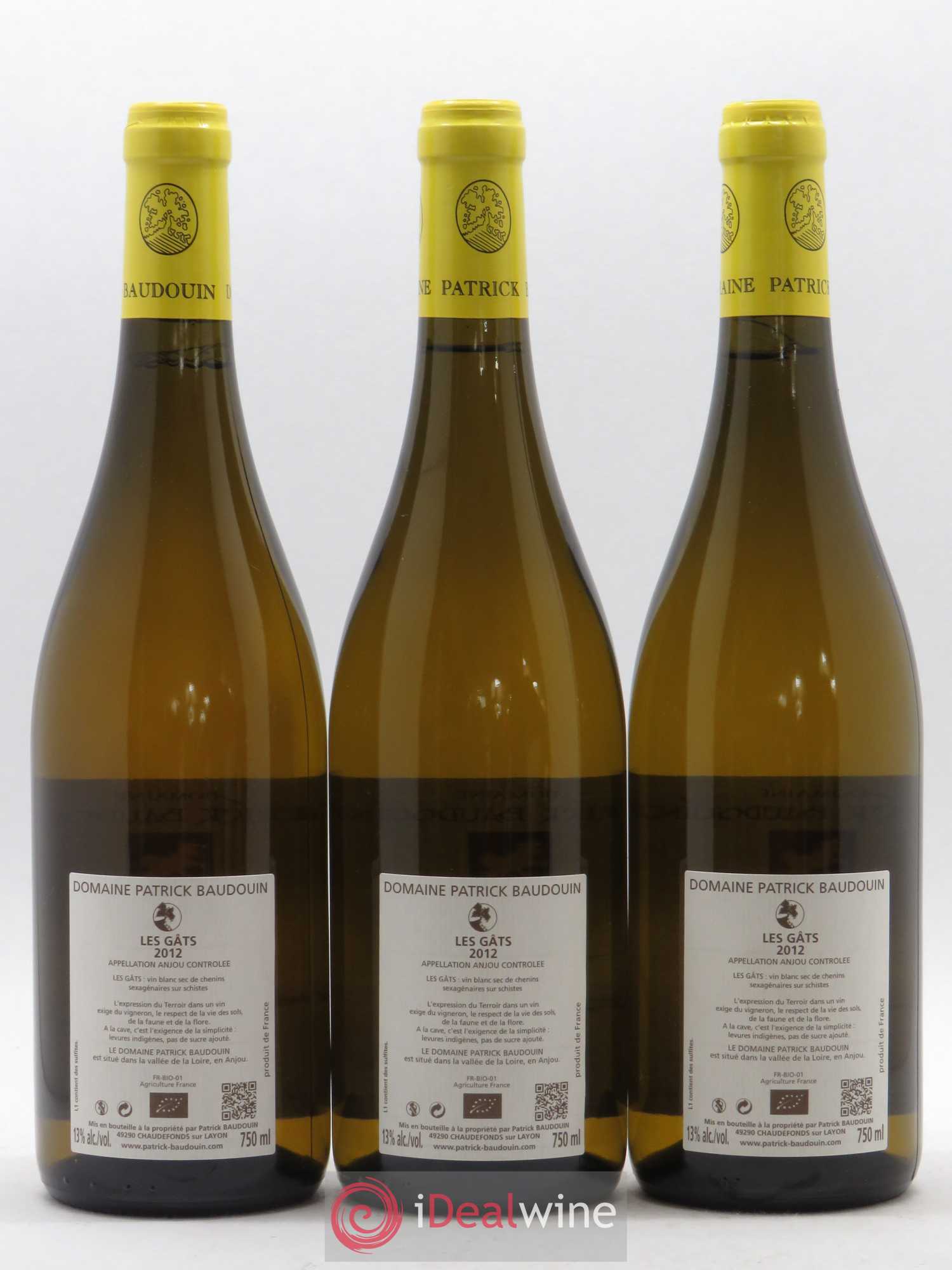 Anjou Les Gats Patrick Baudouin 2012 - Lot de 3 bouteilles - 1