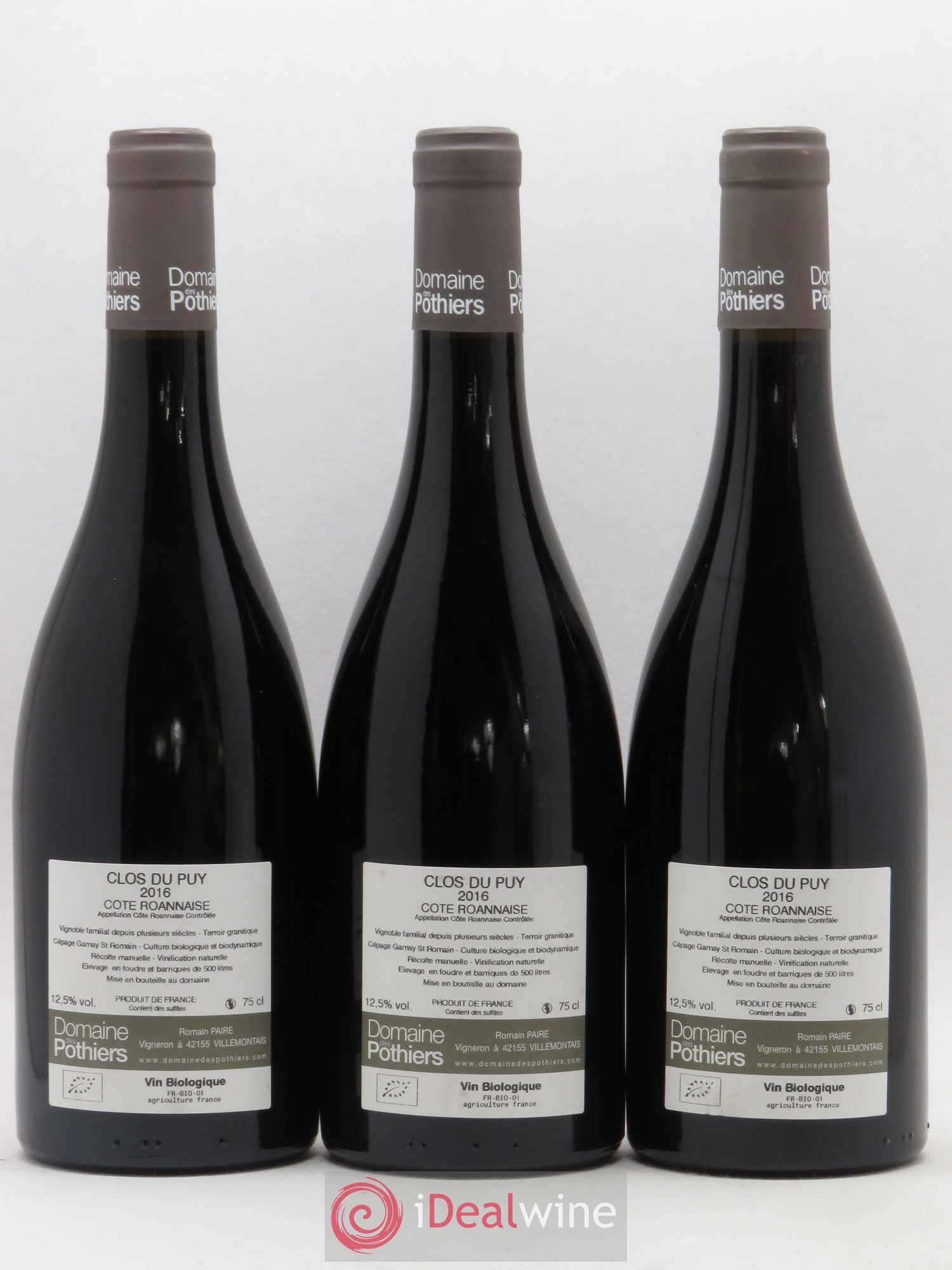 Côte Roannaise Clos du Puy Domaine des Pothiers 2016 - Lot de 3 bouteilles - 1
