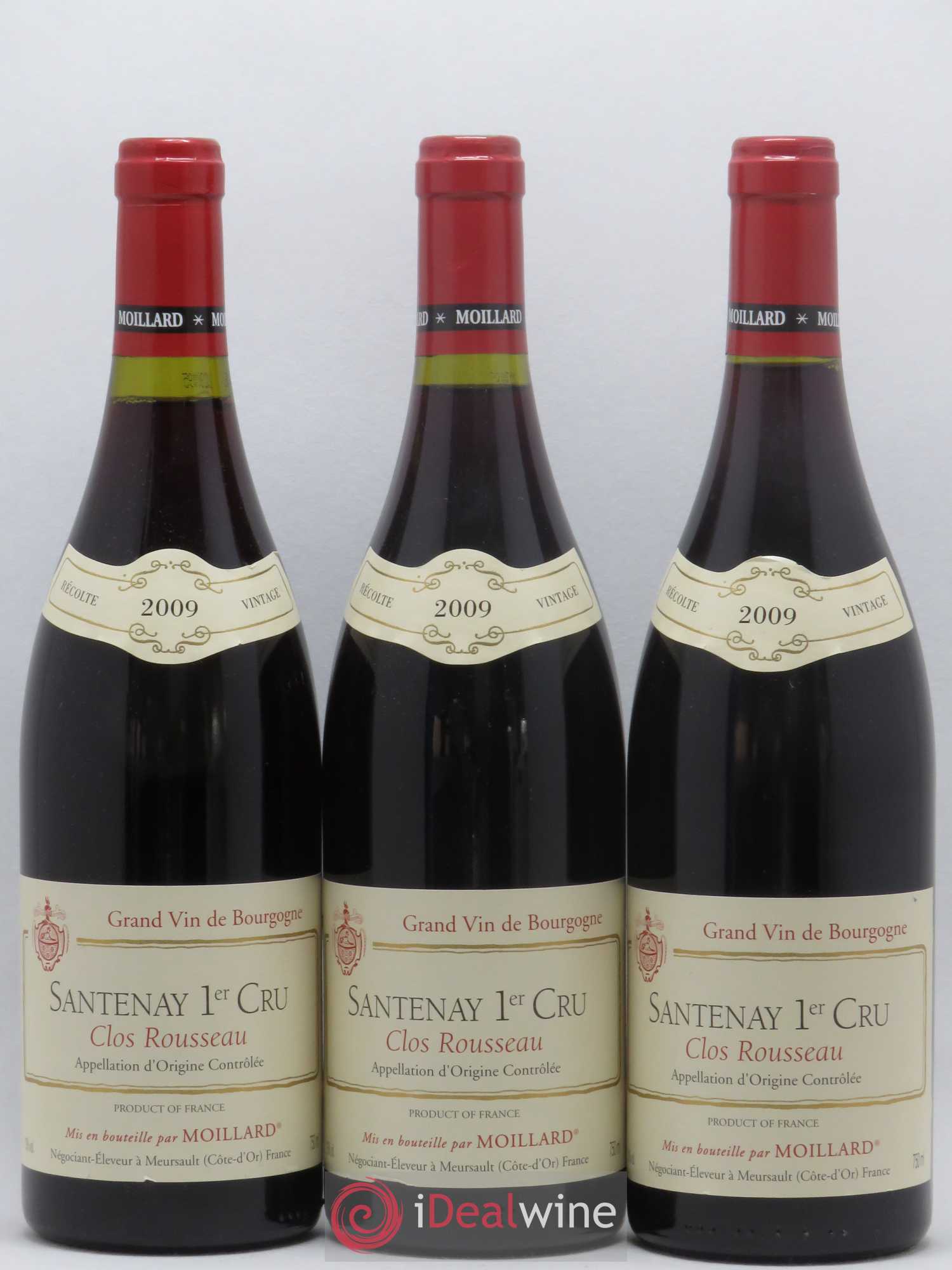 Santenay 1er Cru Clos Rousseau Moillard 2009 - Lot de 3 bouteilles - 0