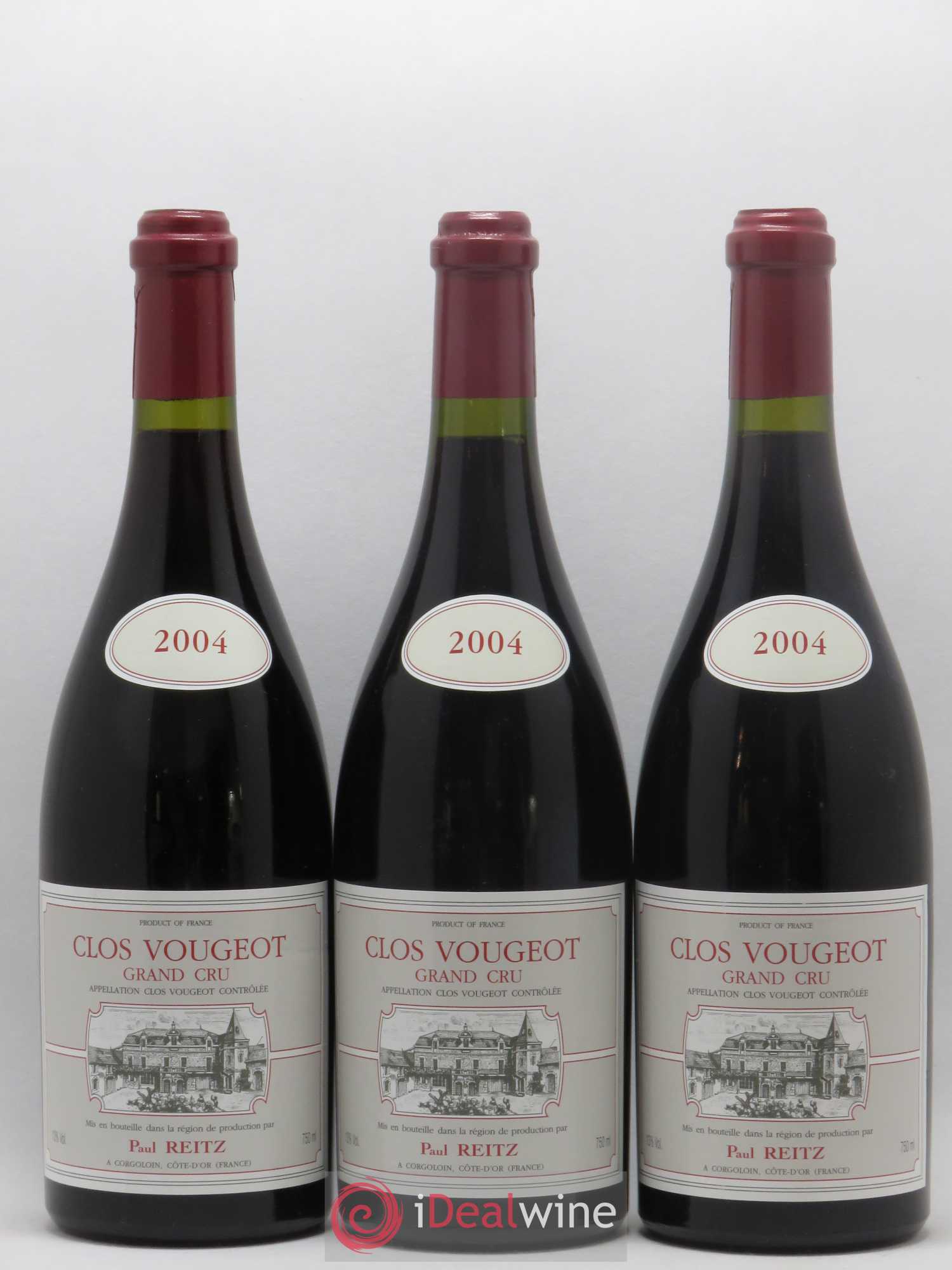 Clos de Vougeot Grand Cru Paul Reitz 2004 - Lot de 3 bouteilles - 0