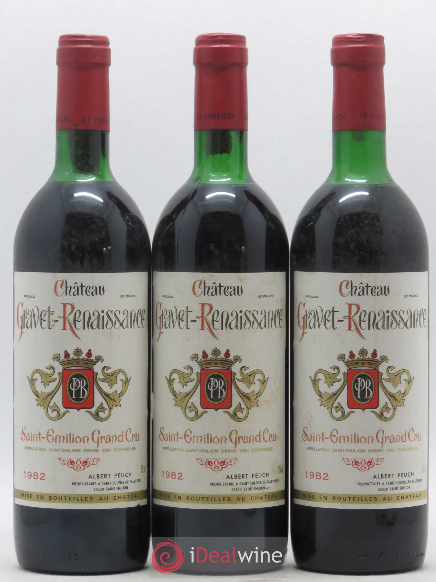 Saint-Émilion Grand Cru Château Gravet Renaissance 1982 - Posten von 3 Flaschen - 0