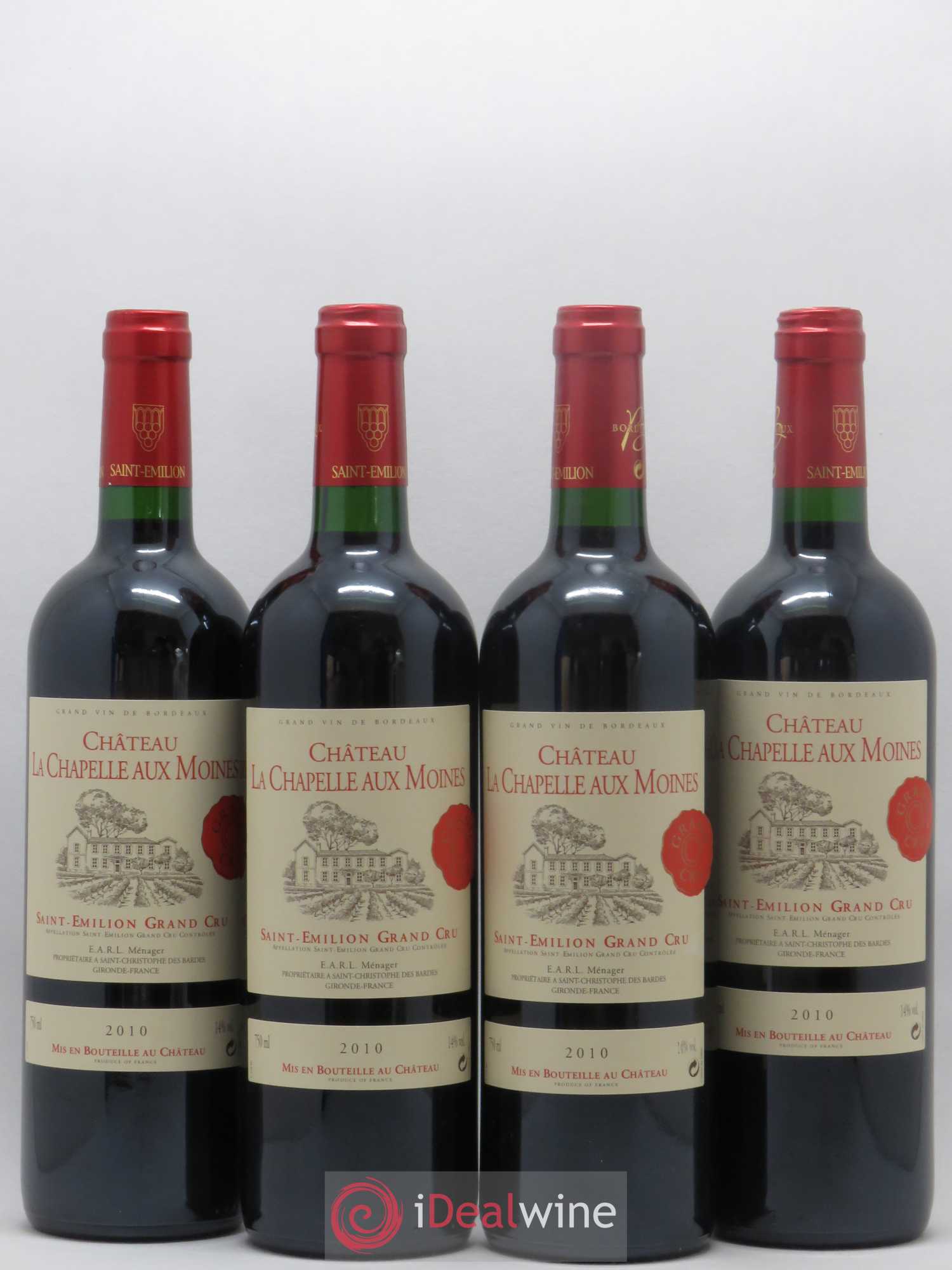 Saint-Émilion Grand Cru Château la Chapelle Aux Moines 2010 - Posten von 4 Flaschen - 0