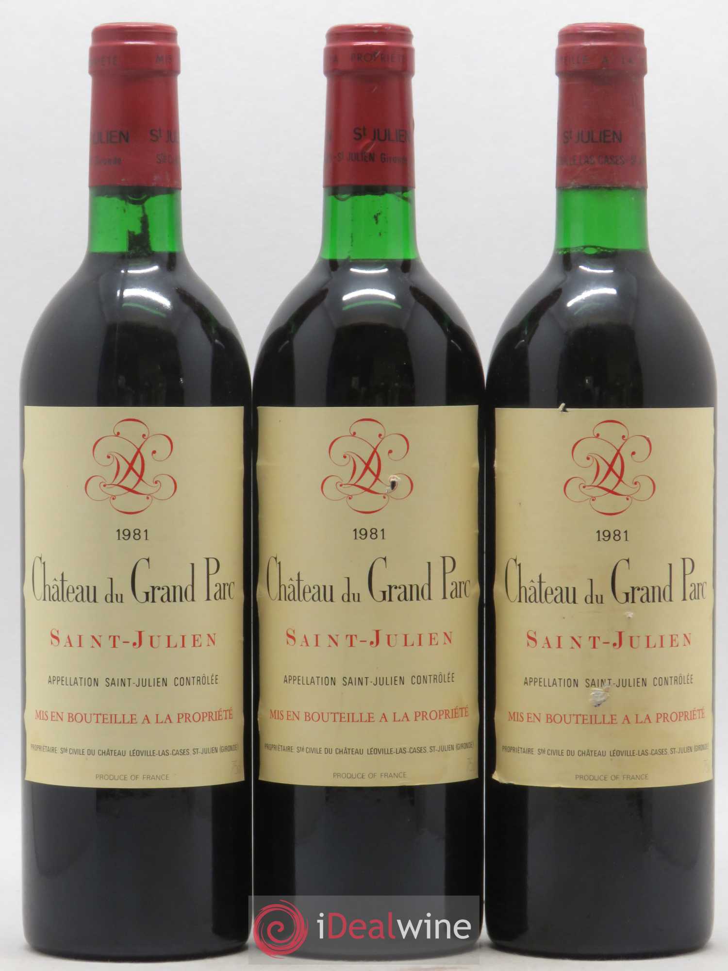 Saint-Julien Château du Grand Parc 1981 - Lot de 3 bouteilles - 0