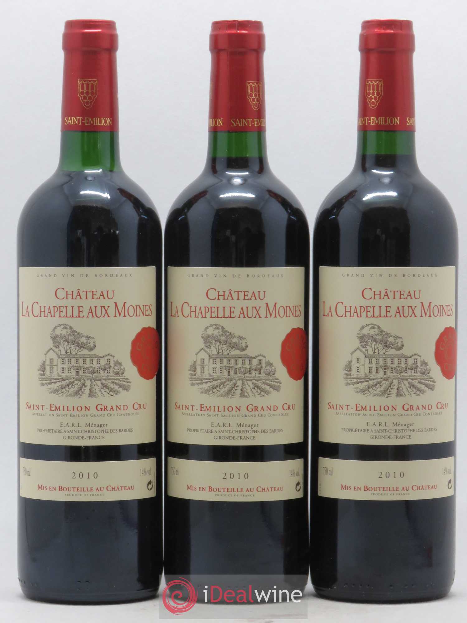 Saint-Émilion Grand Cru Château La Chapelle aux Moines 2010 - Posten von 3 Flaschen - 0