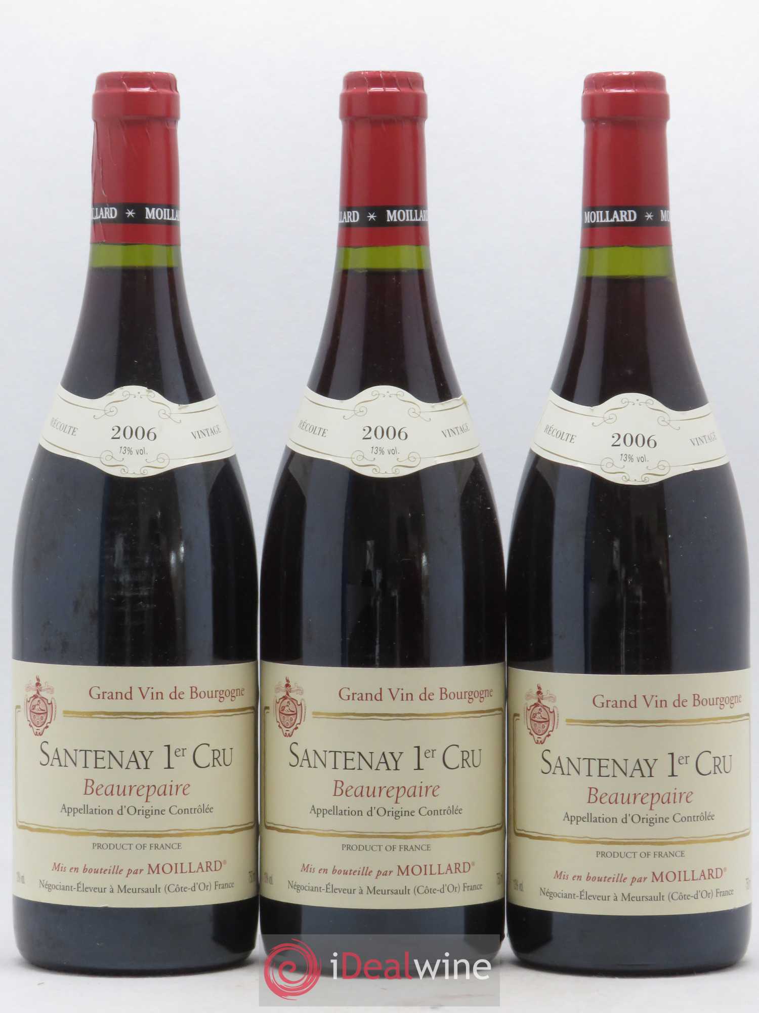 Santenay 1er Cru Beaurepaire Moillard 2006 - Lot de 3 bouteilles - 0