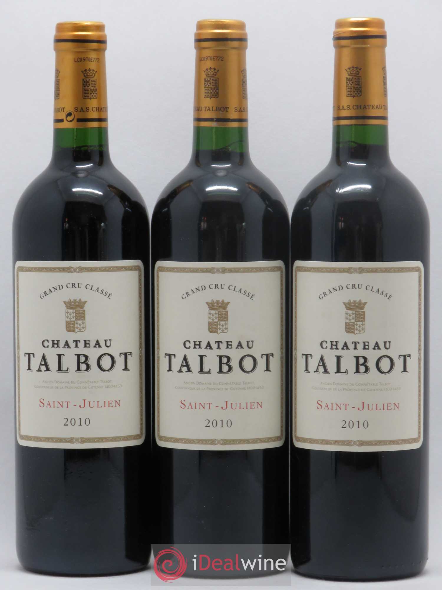 Château Talbot 4ème Grand Cru Classé 2010 - Lot de 3 bouteilles - 0