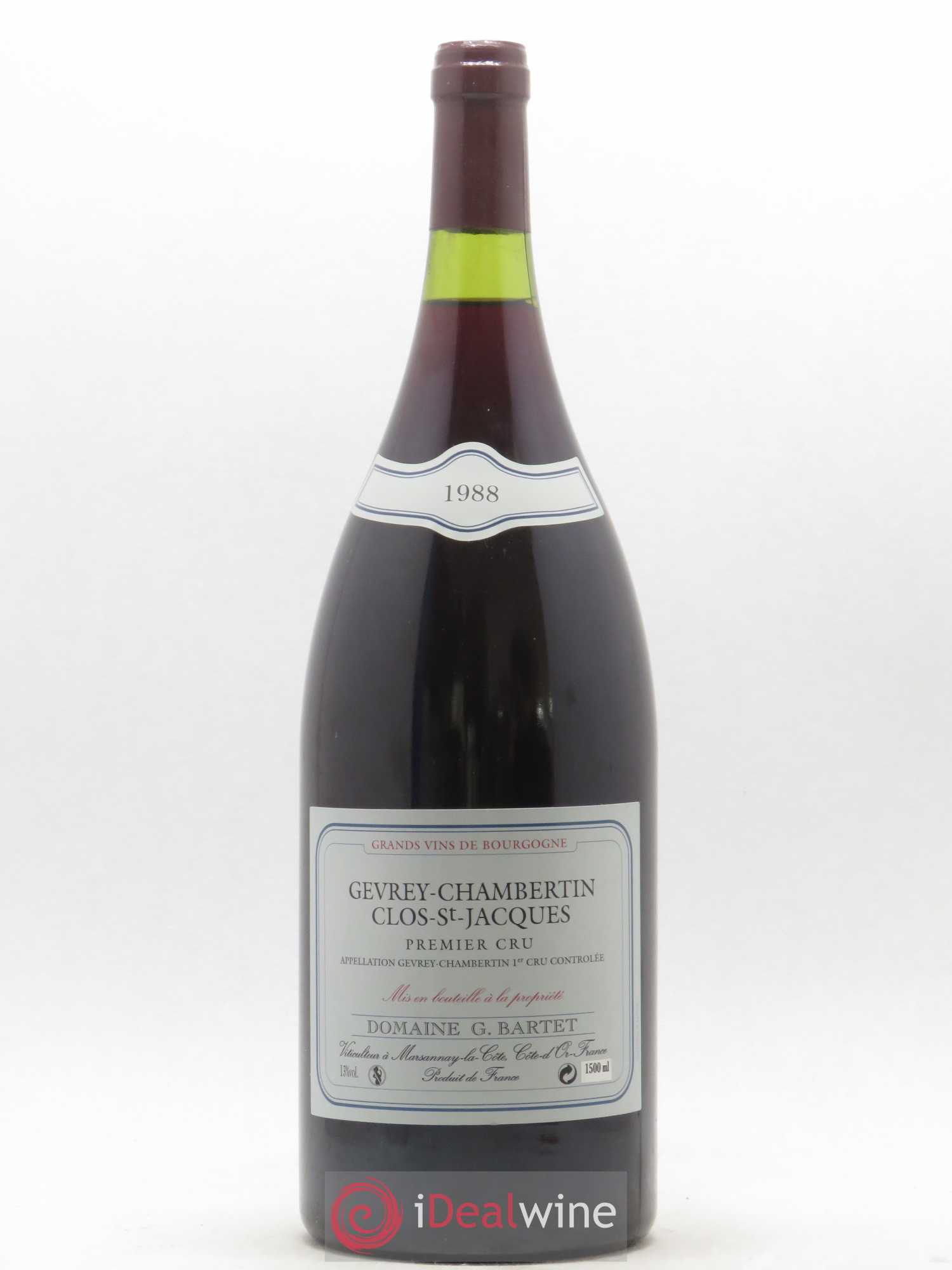 Gevrey-Chambertin 1er Cru Clos Saint-Jacques Bruno Clair (Domaine) G. Barthet 1988 - Lot of 1 magnum - 0