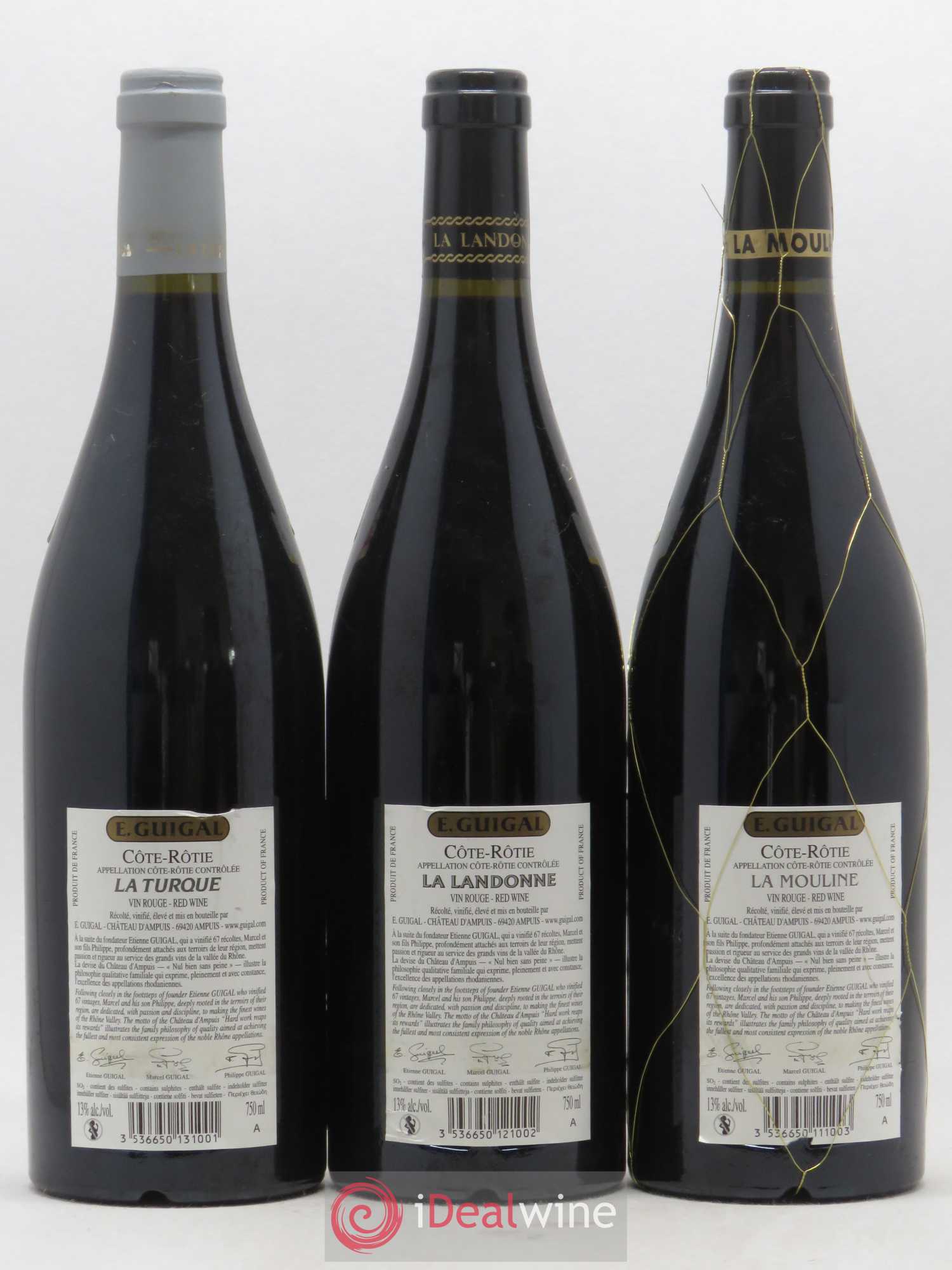 Côte-Rôtie Guigal Trilogie La Turque - La Landonne - La Mouline 2009 - Lot de 3 bouteilles - 1