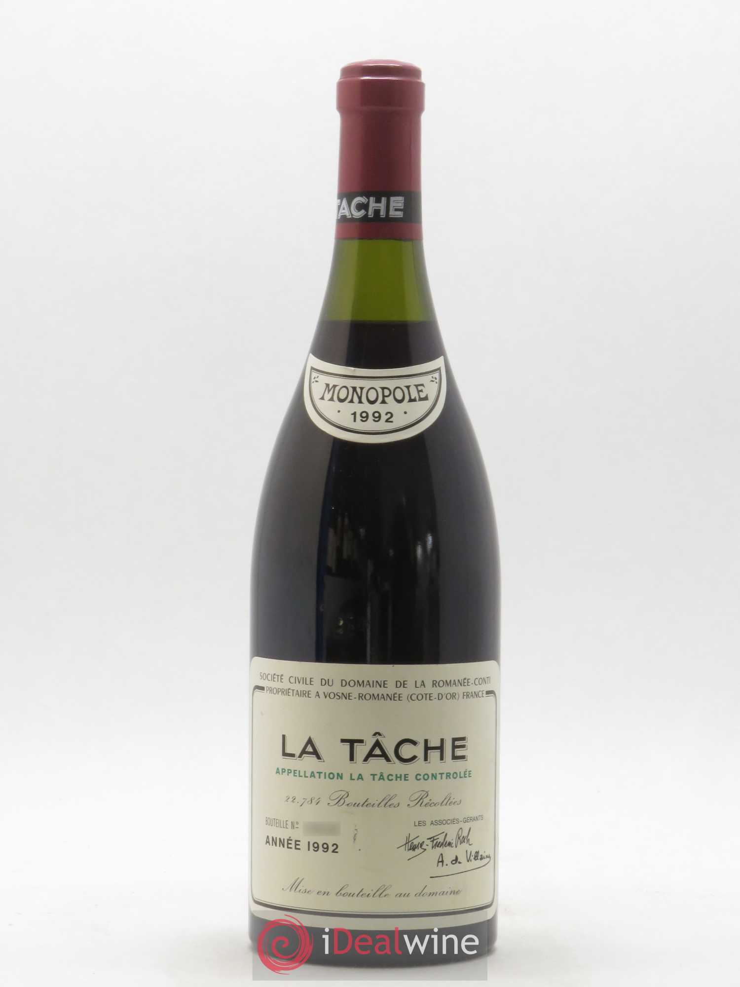 La Tâche Grand Cru Domaine de la Romanée-Conti 1992 - Lot de 1 bouteille - 0