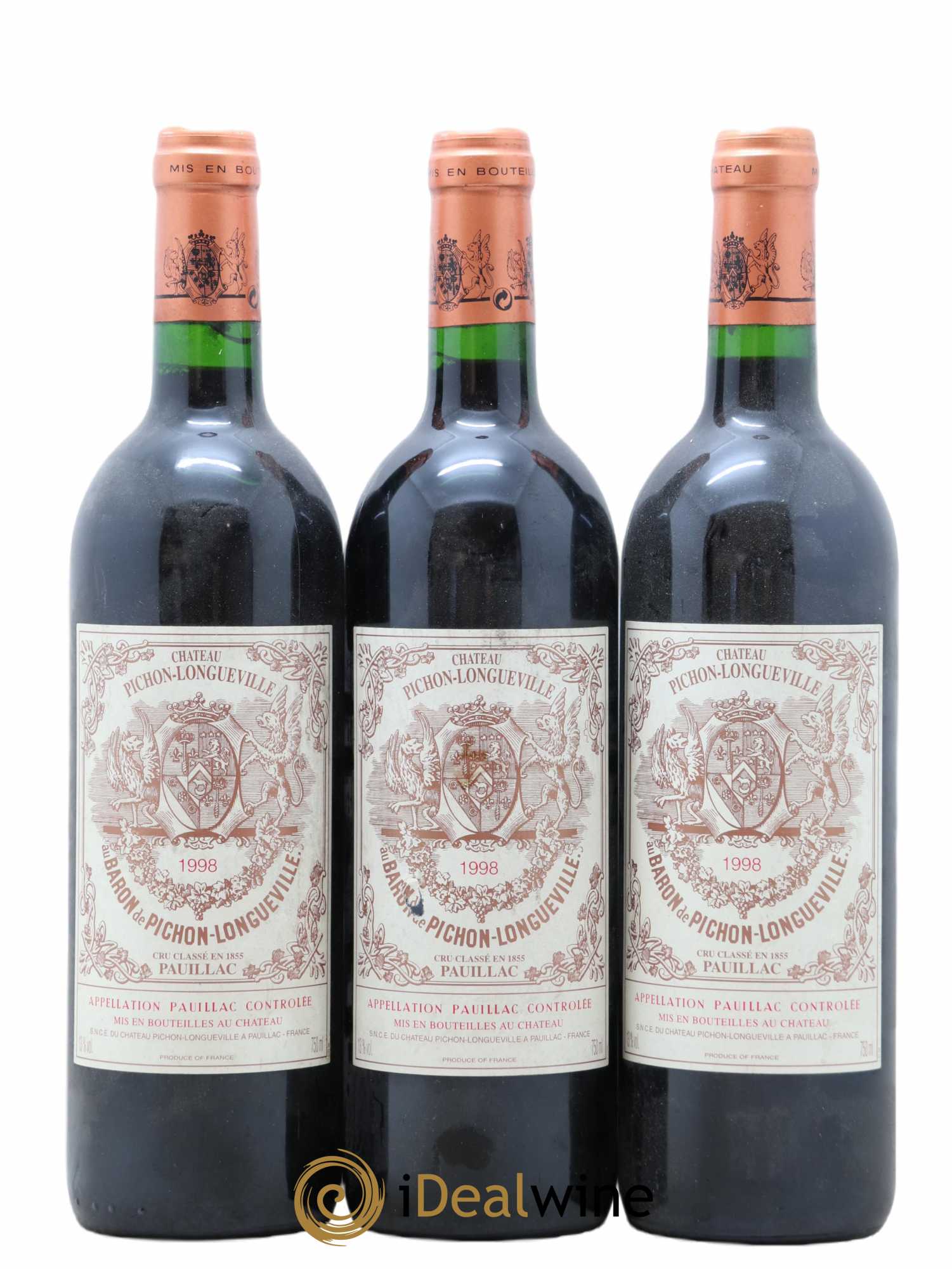 Pichon Longueville Baron 2ème Grand Cru Classé 1998 - Lot de 3 bouteilles - 0