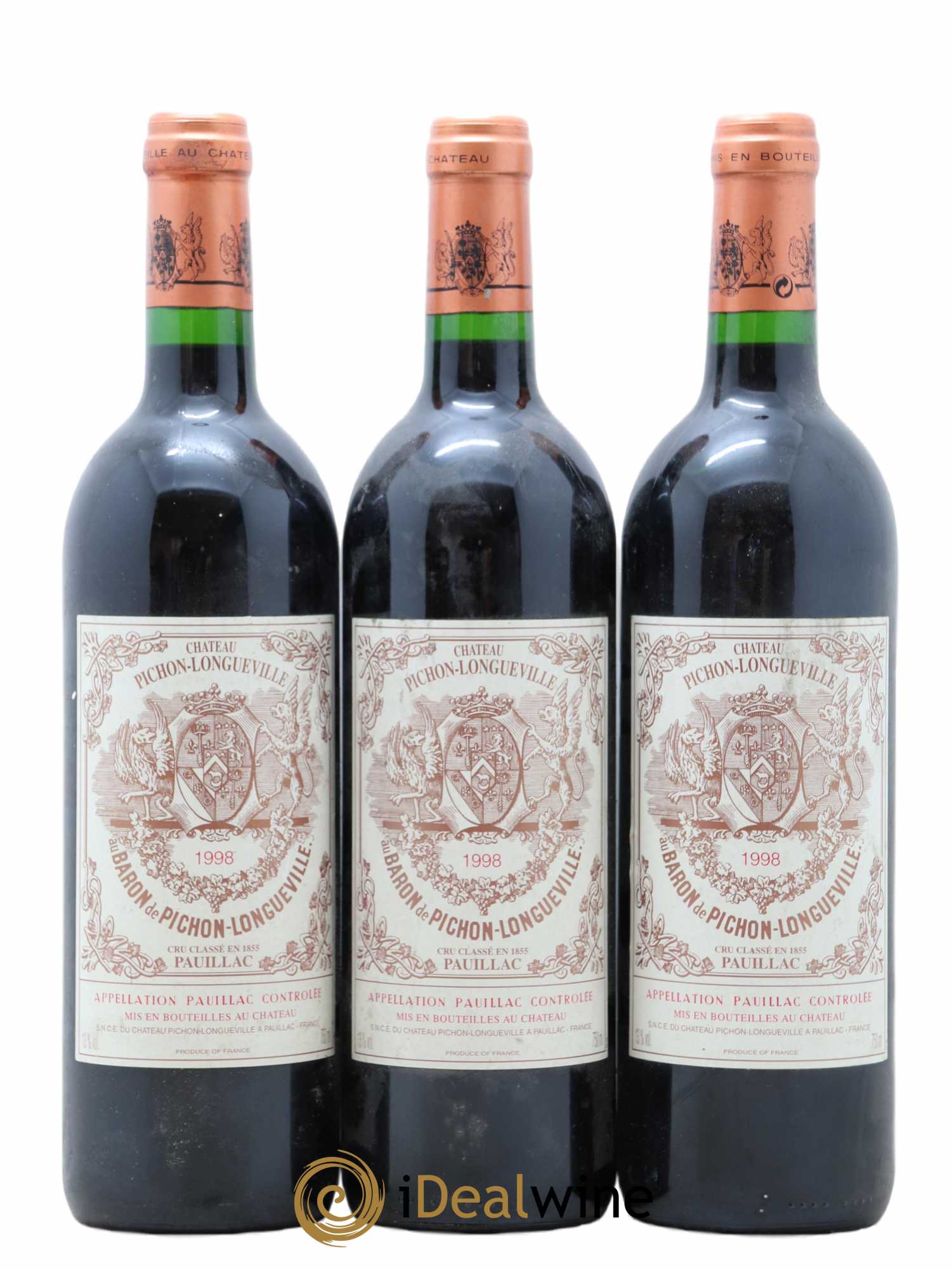 Pichon Longueville Baron 2ème Grand Cru Classé 1998 - Lot de 3 bouteilles - 0